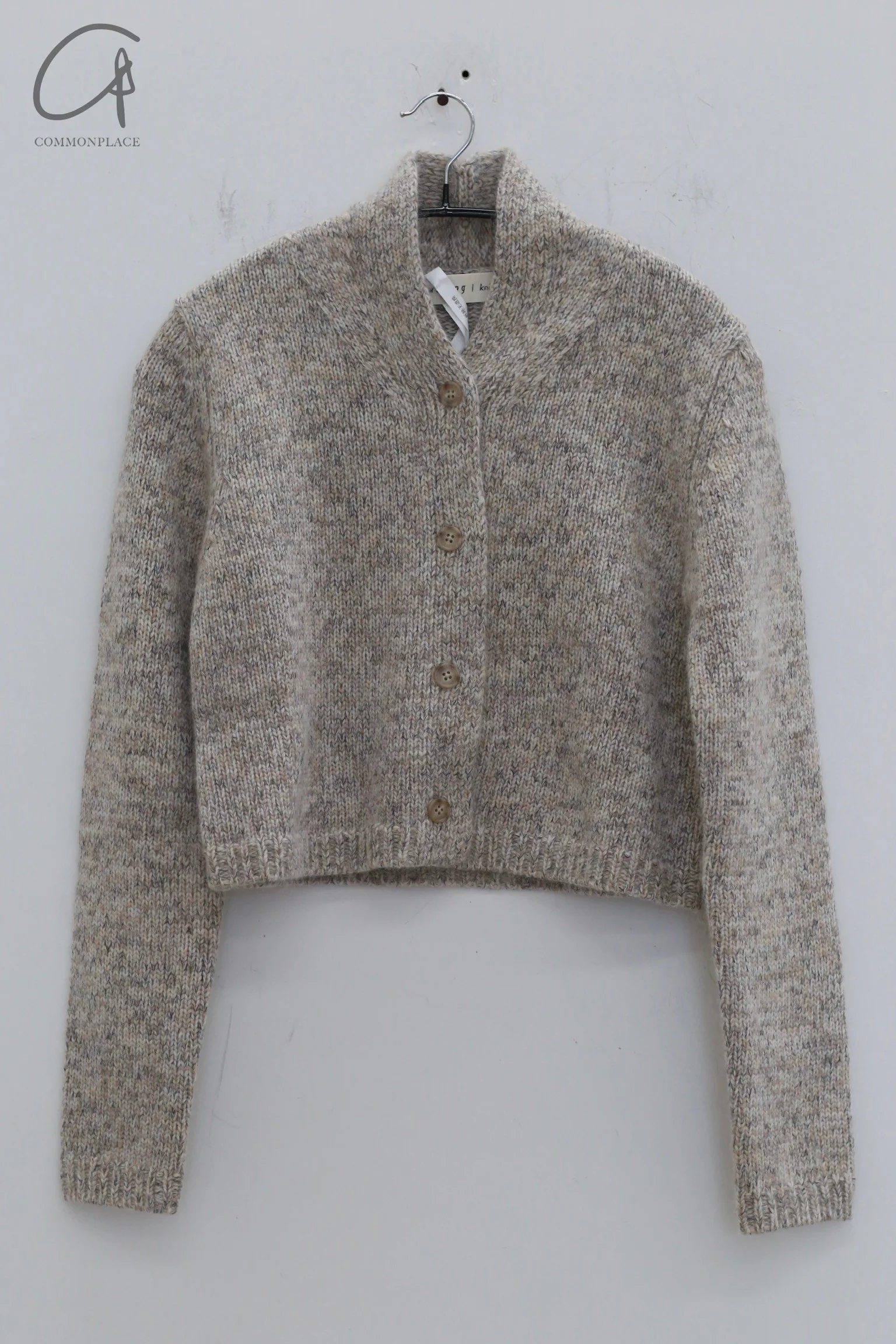 SWAYING 24 Autumn and Winter Shawl Collar Short Cardigan SW-SW24AW1T55-QH Light Gray - Image 7