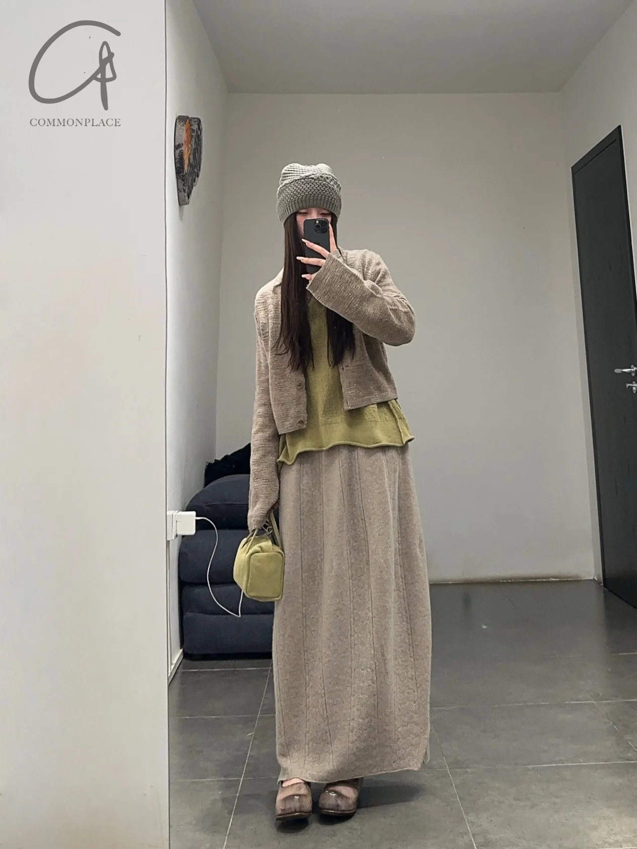 SWAYING 24 Autumn and Winter Thick Lapel Cardigan SW-SW24AW1T71-HZ Gray Brown SW-SW24AW1T70 - Image 9