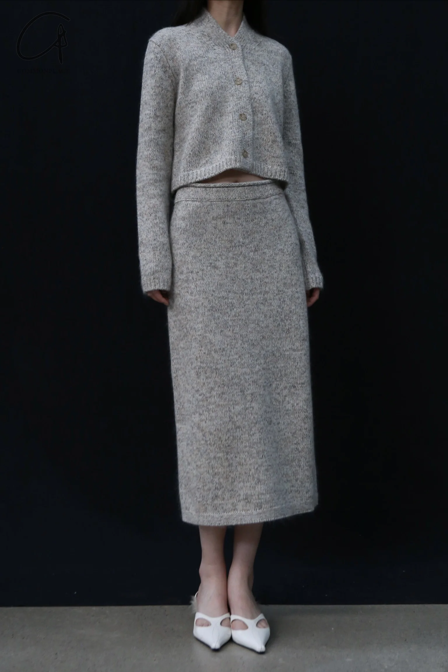 SWAYING 24 Autumn and Winter Thick Seamless Straight Skirt SW-SW24AW3B03-QH Light Gray SW-SW24AW3B02 - Image 6