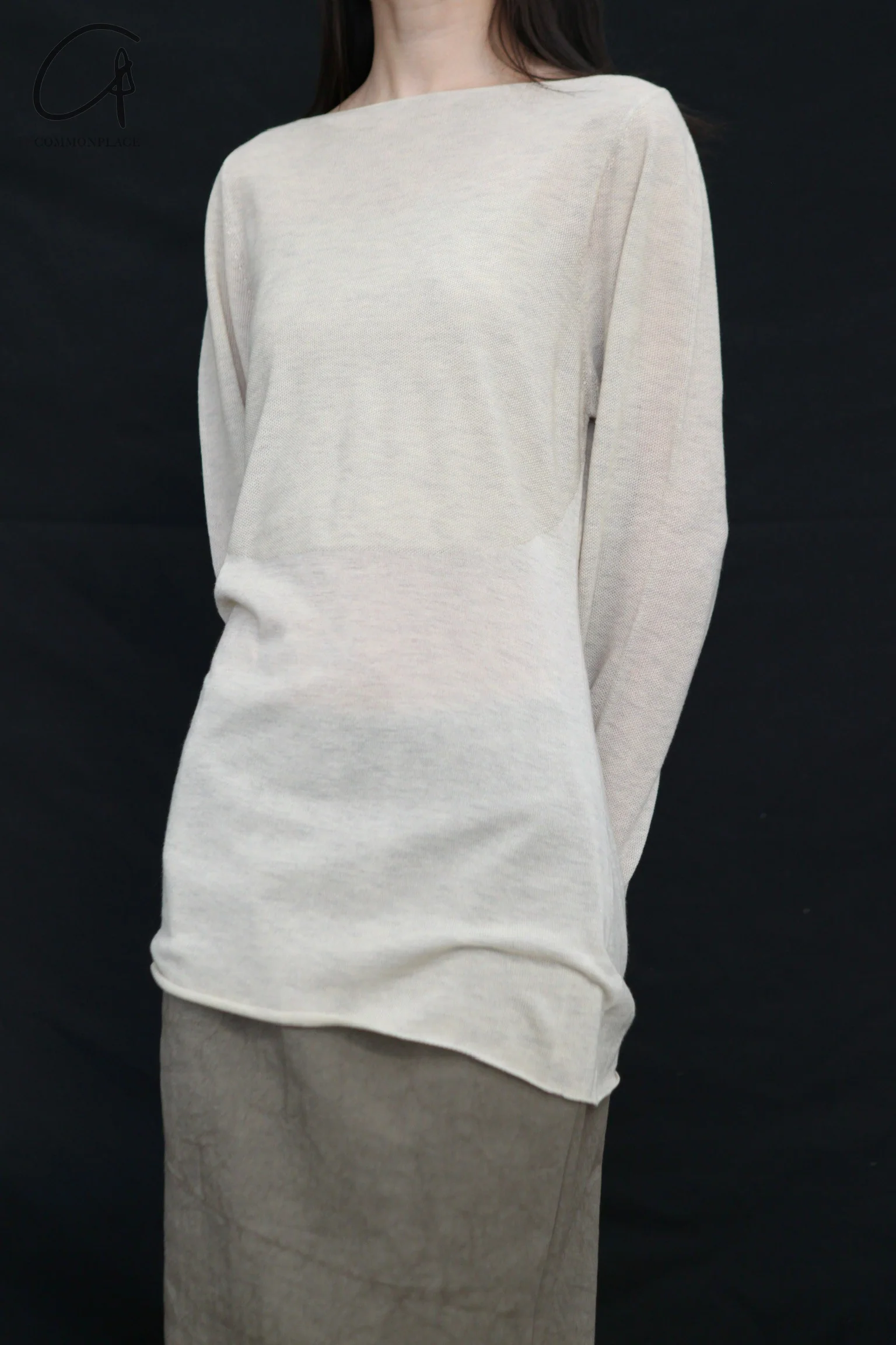 SWAYING 24 Autumn and Winter Wool Blended One-shoulder Lamb Leg Sleeve Top SW-SW24AW1T14-MX SW-SW24AW1T13 Beixing - Image 2