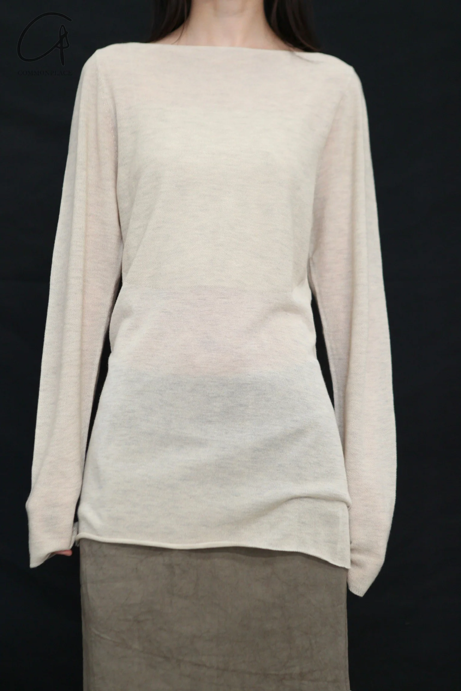 SWAYING 24 Autumn and Winter Wool Blended One-shoulder Lamb Leg Sleeve Top SW-SW24AW1T14-MX SW-SW24AW1T13 Beixing - Image 3