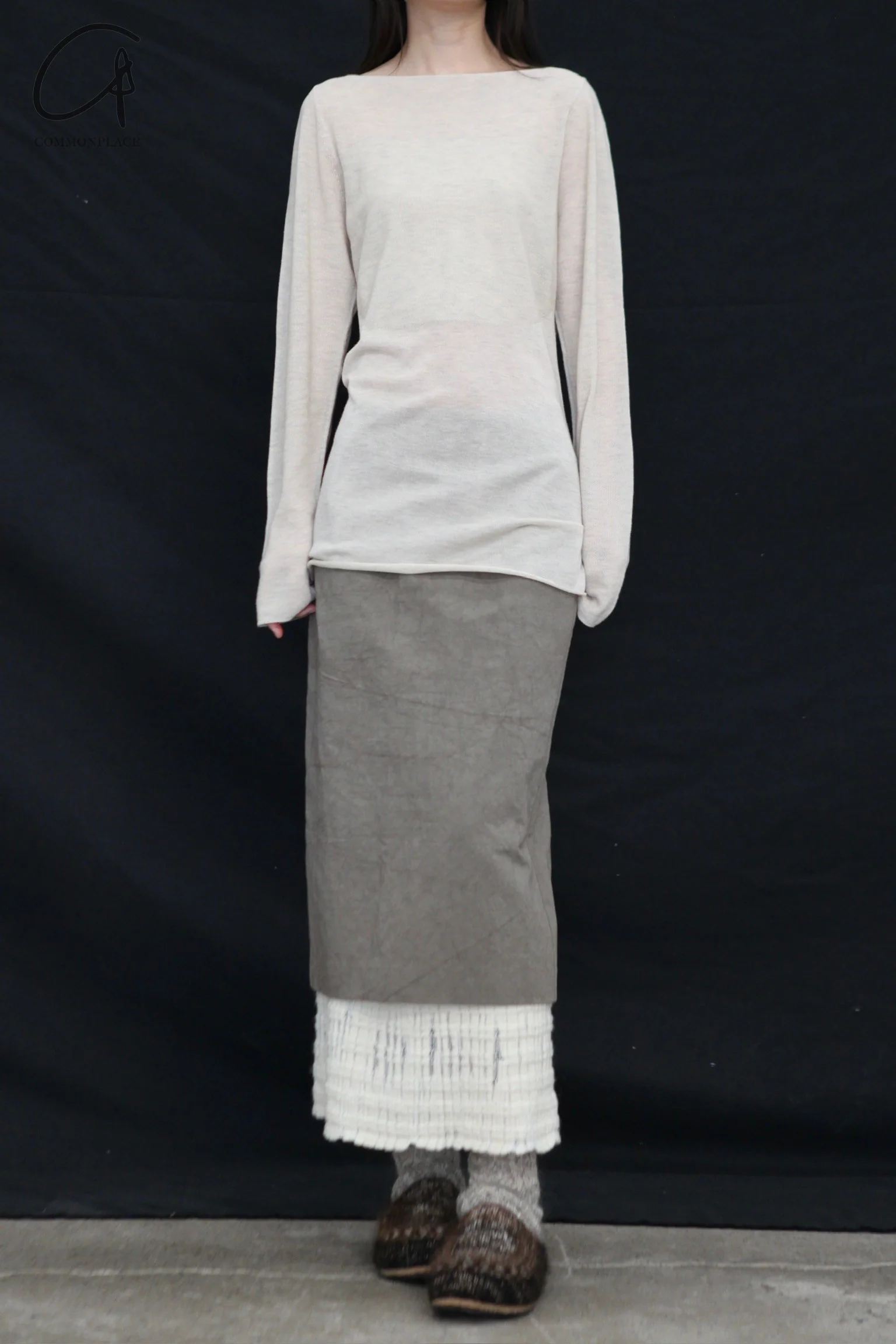 SWAYING 24 Autumn and Winter Wool Blended One-shoulder Lamb Leg Sleeve Top SW-SW24AW1T14-MX SW-SW24AW1T13 Beixing - Image 4