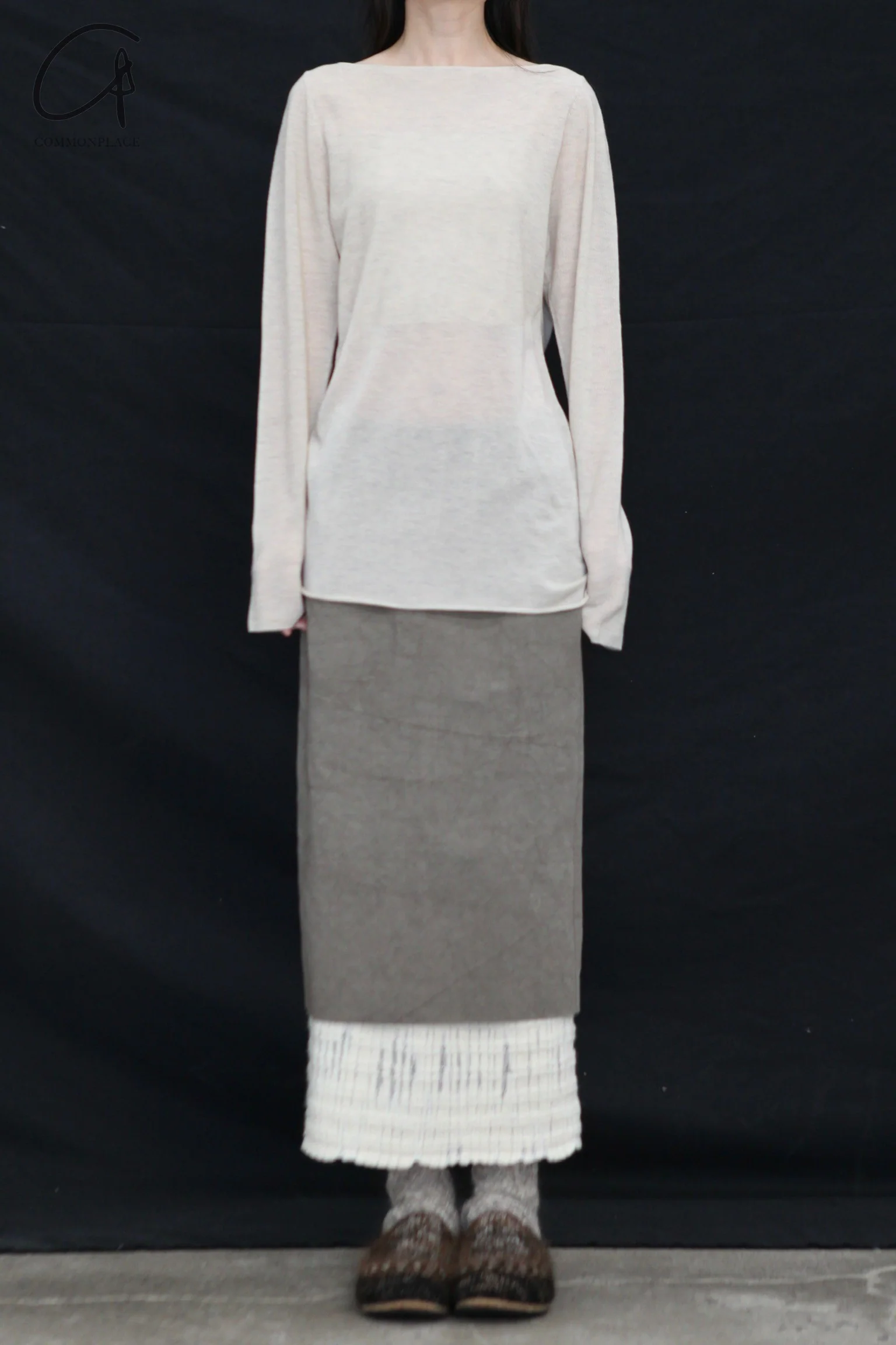 SWAYING 24 Autumn and Winter Wool Blended One-shoulder Lamb Leg Sleeve Top SW-SW24AW1T14-MX SW-SW24AW1T13 Beixing - Image 6