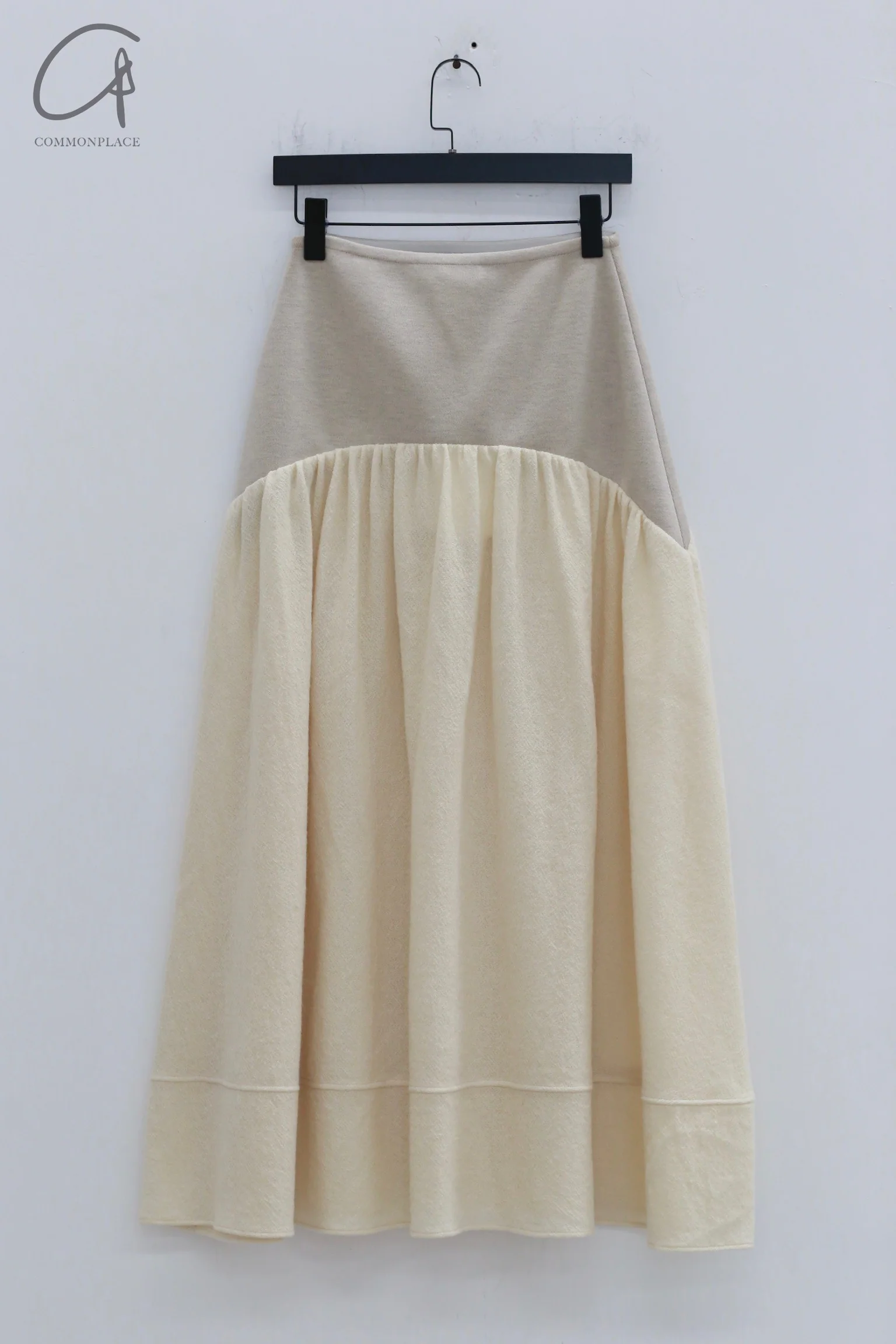 SWAYING 24 Autumn and Winter Wool Splicing Large Swing Skirt SW-SW24AW3B26-MIBAI Beige - Image 5