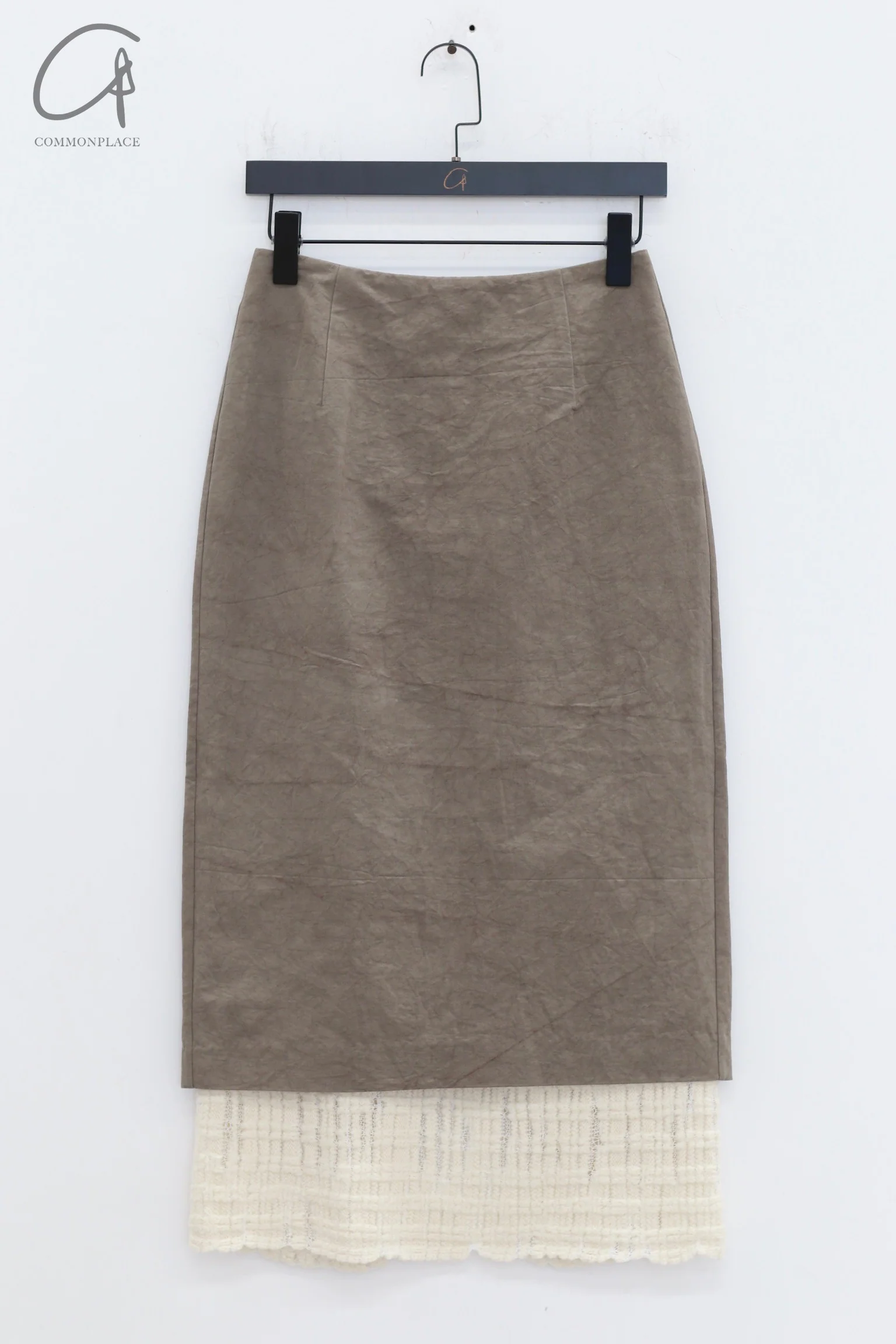 SWAYING 24 Autumn and Winter Wool Splicing Straight Skirt SW-SW24AW3B23-HUILV Gray Green