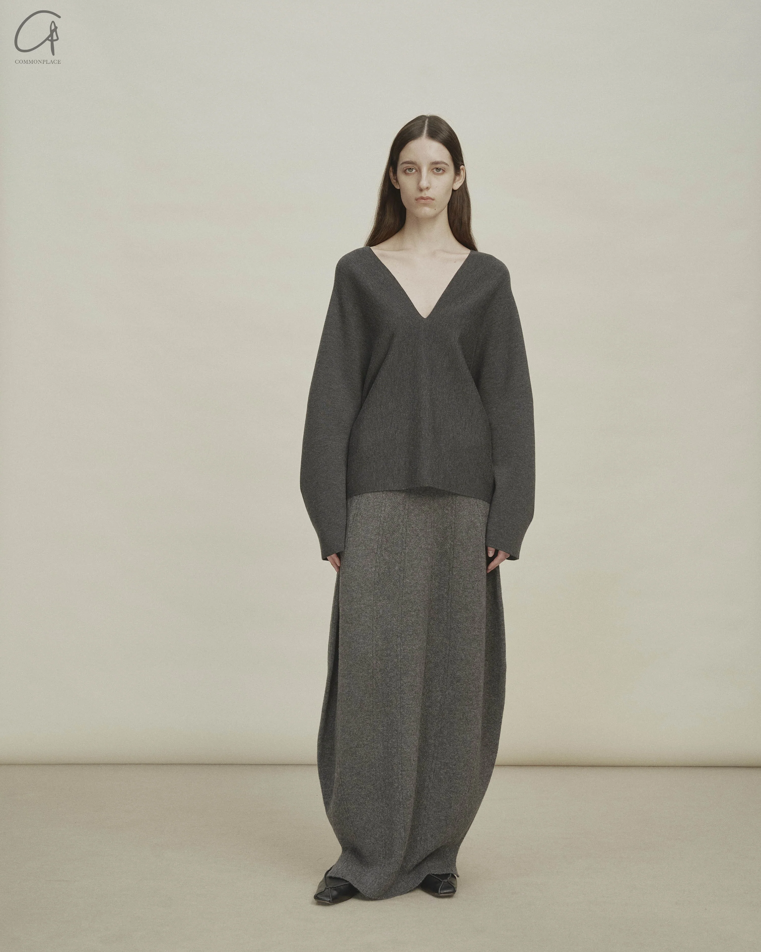 SWAYING 24 Autumn and Winter Wool Velvet Blended Cocoon Long Skirt SW-SW24AW3B13-SHENHUI Dark Gray SW-SW24AW3B11 - Image 5