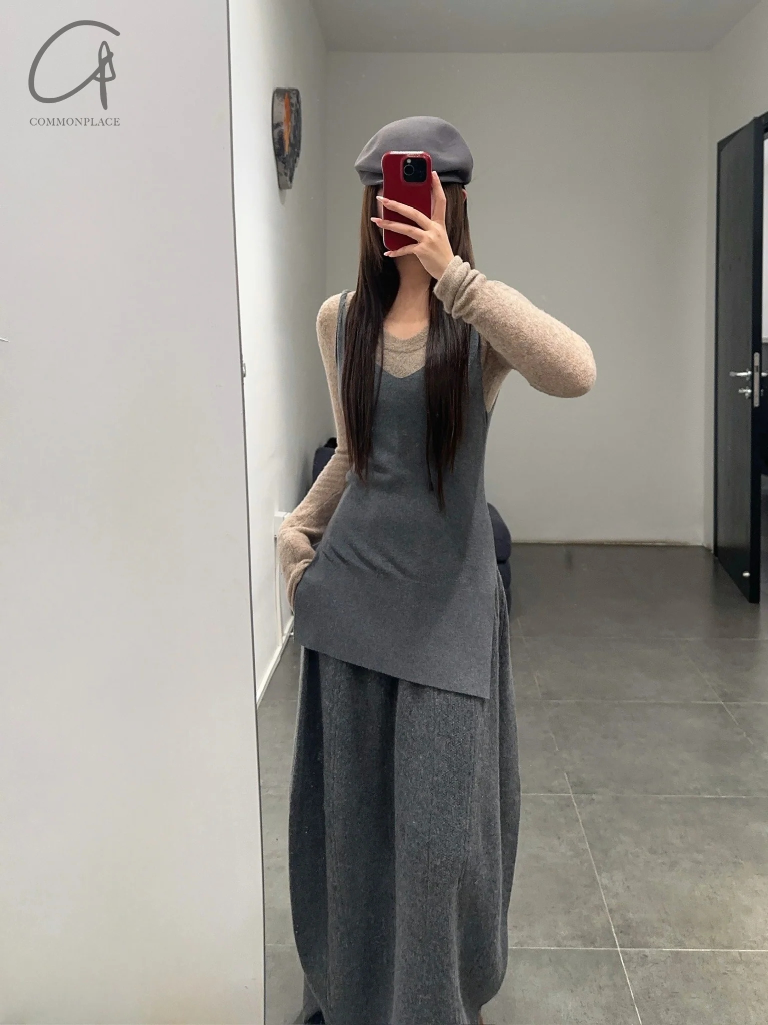 SWAYING 24 Autumn and Winter Wool Velvet Blended Cocoon Long Skirt SW-SW24AW3B13-SHENHUI Dark Gray SW-SW24AW3B11 - Image 6