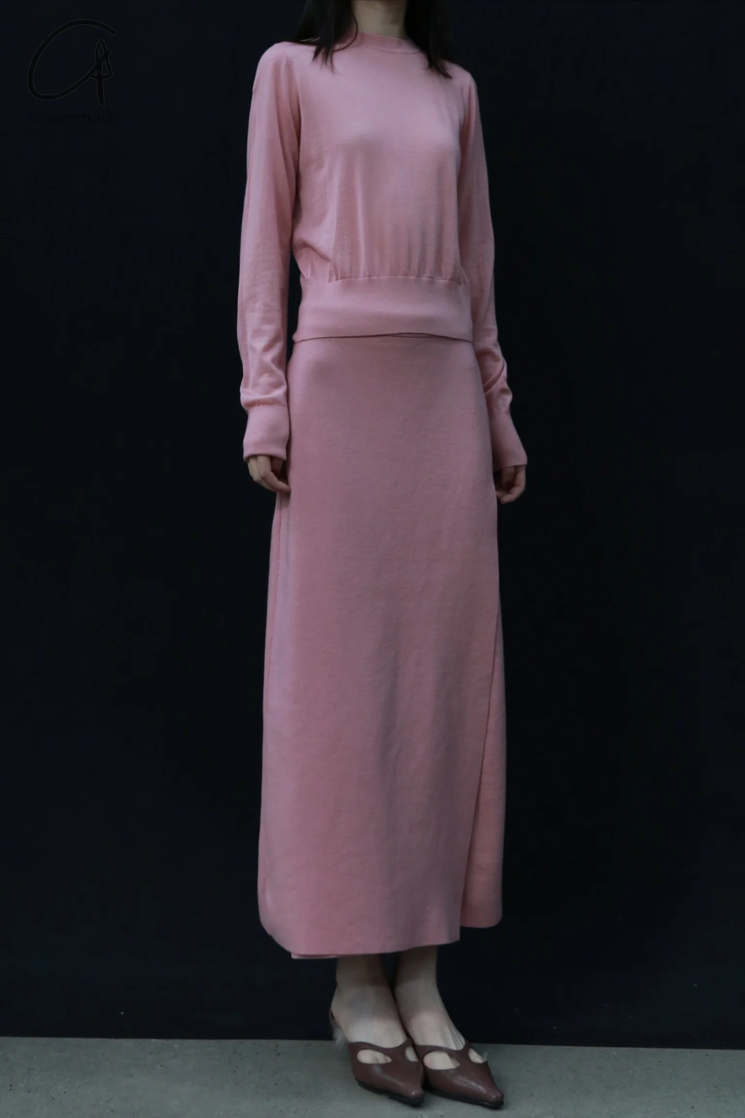 SWAYING 24 Autumn and Winter Wrap-around Wool A-line Skirt SW-SW24AW3B08-FEN Pink SW24AW3B09 SW24AW3B08 - Image 2