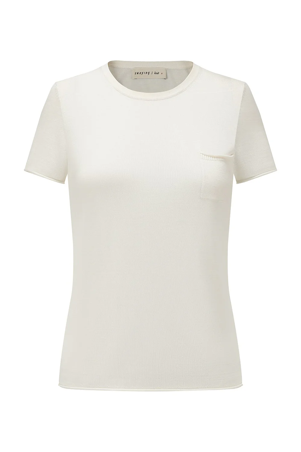 SWAYING 24 Early Autumn Silk Round Neck Short Sleeve Top T-shirt SW-SW24PF1T21-BAI White 820682343252