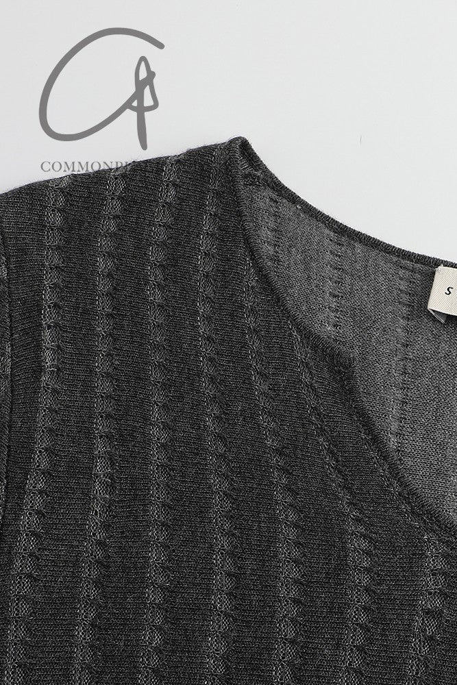 SWAYING 24 Early Autumn Striped Texture Top SW-SW24PF1T59-HUI Gray - Image 6