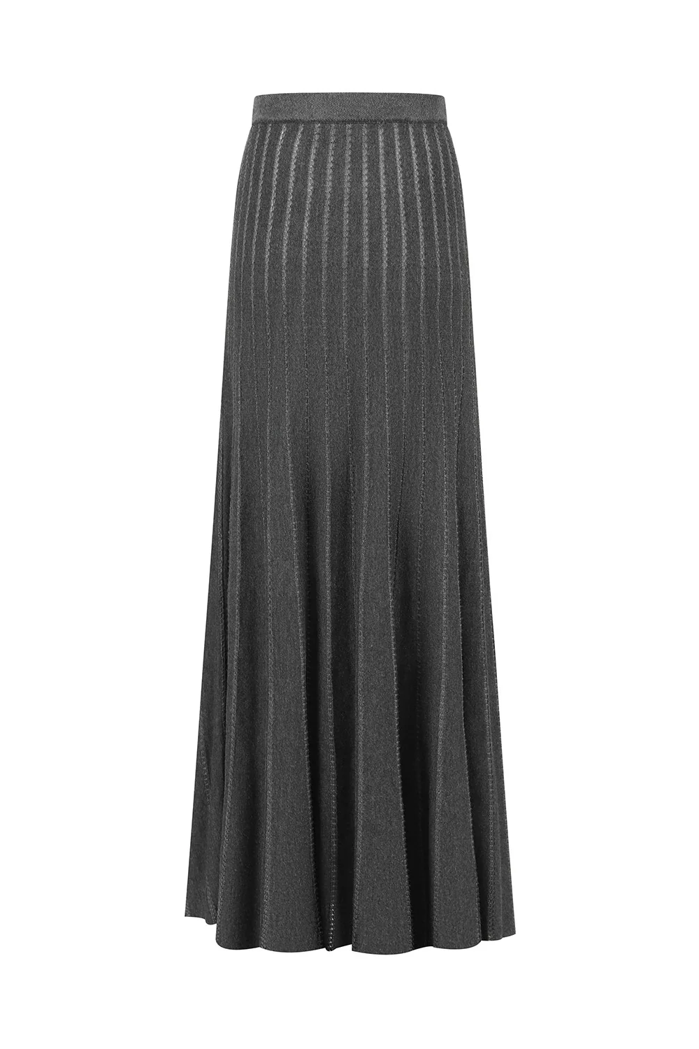 SWAYING 24 Early Autumn Vertical Striped Knitted Swing Skirt SW-SW24PF3B01-HUI Gray - Image 6