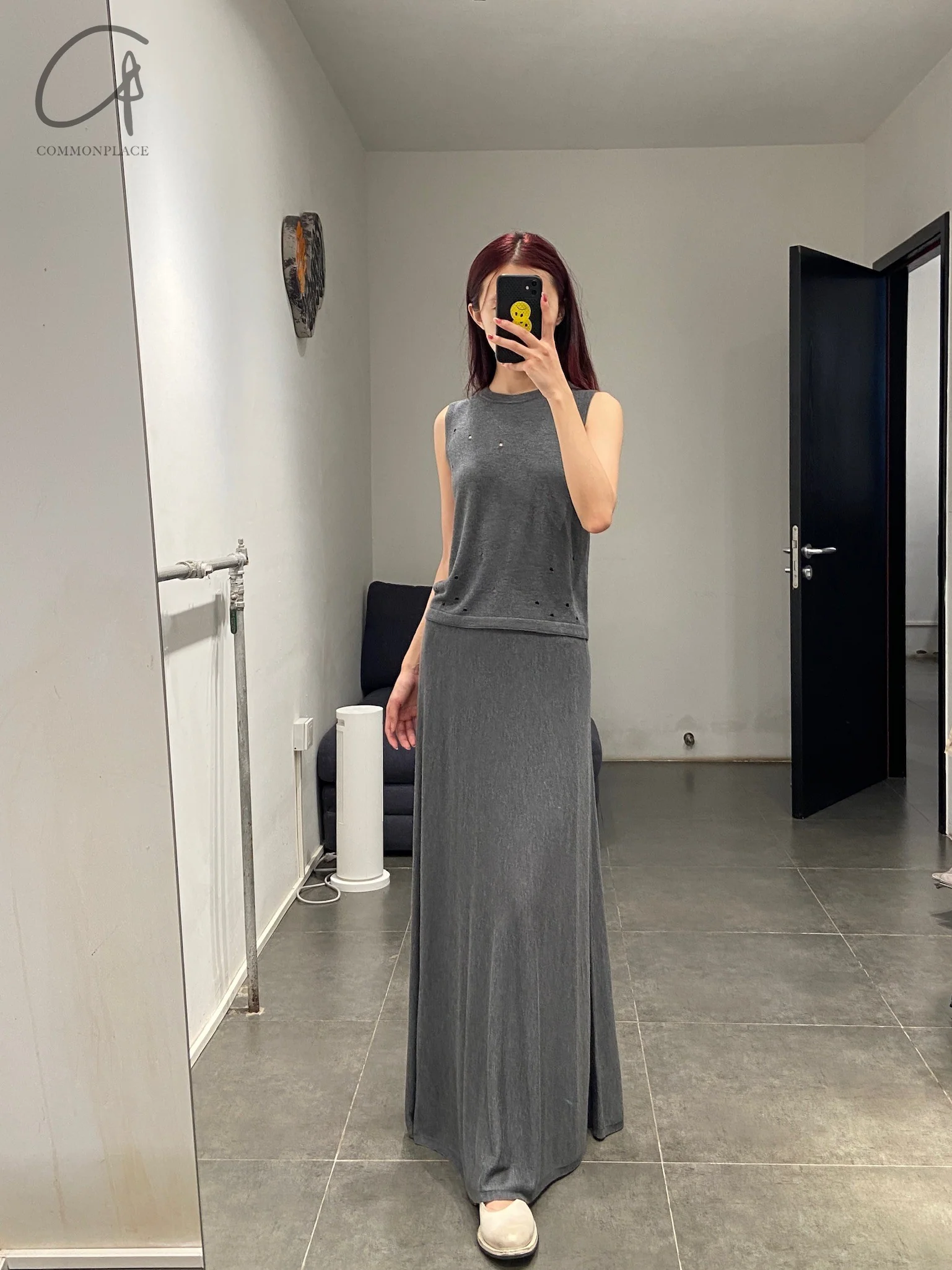 SWAYING 24 Early Fall Bamboo Cashmere Tank Top SW-SW24PF1T45-HUI Gray - Image 12