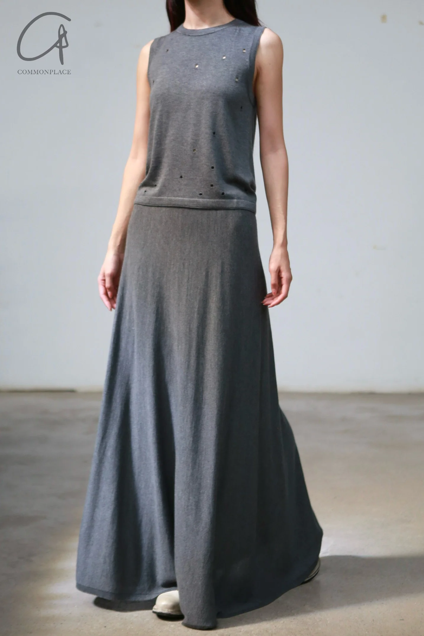 SWAYING 24 Early Fall Bamboo Cashmere Tank Top SW-SW24PF1T45-HUI Gray - Image 4