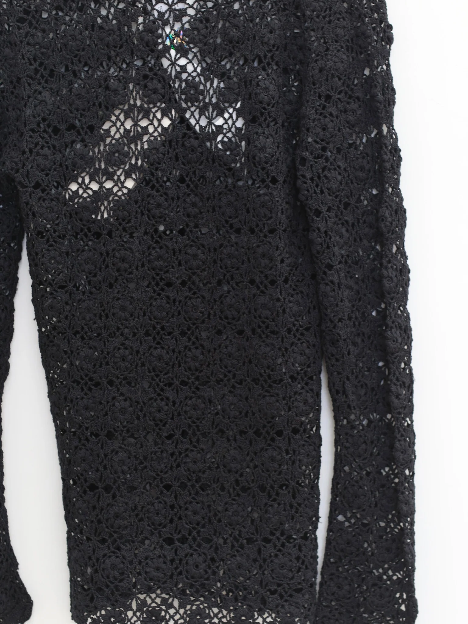 SWAYING 25 Autumn and Winter Crochet Silk Cotton Top SW-SW25AW1T16C4S2-HEILAN Black - Image 9