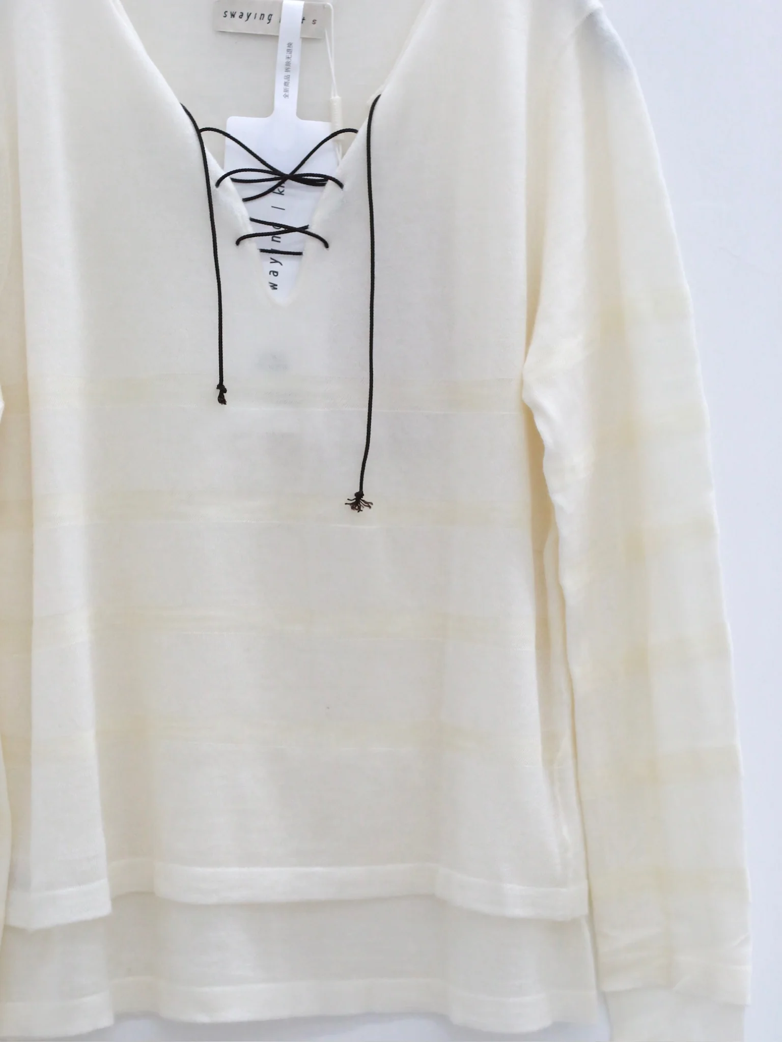 SWAYING 25 Autumn and Winter Double-layer Cashmere Half-open Cardigan Top SW-SW25AW1T29C1S2-BAI White - Image 3