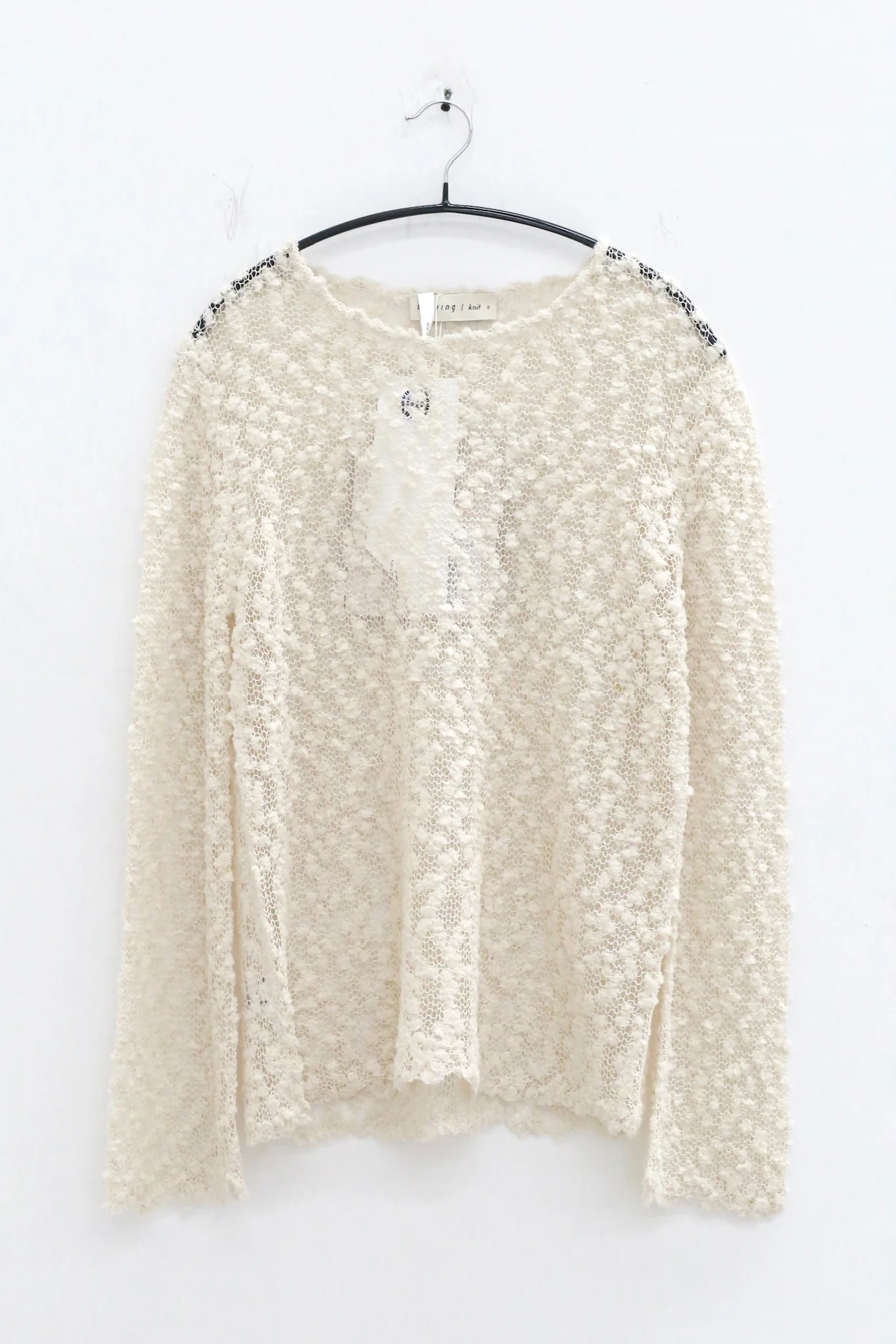 SWAYING 25 Autumn and Winter Grid Hollow Cardigan SW-SW25AW1T12C1S2-BAI White