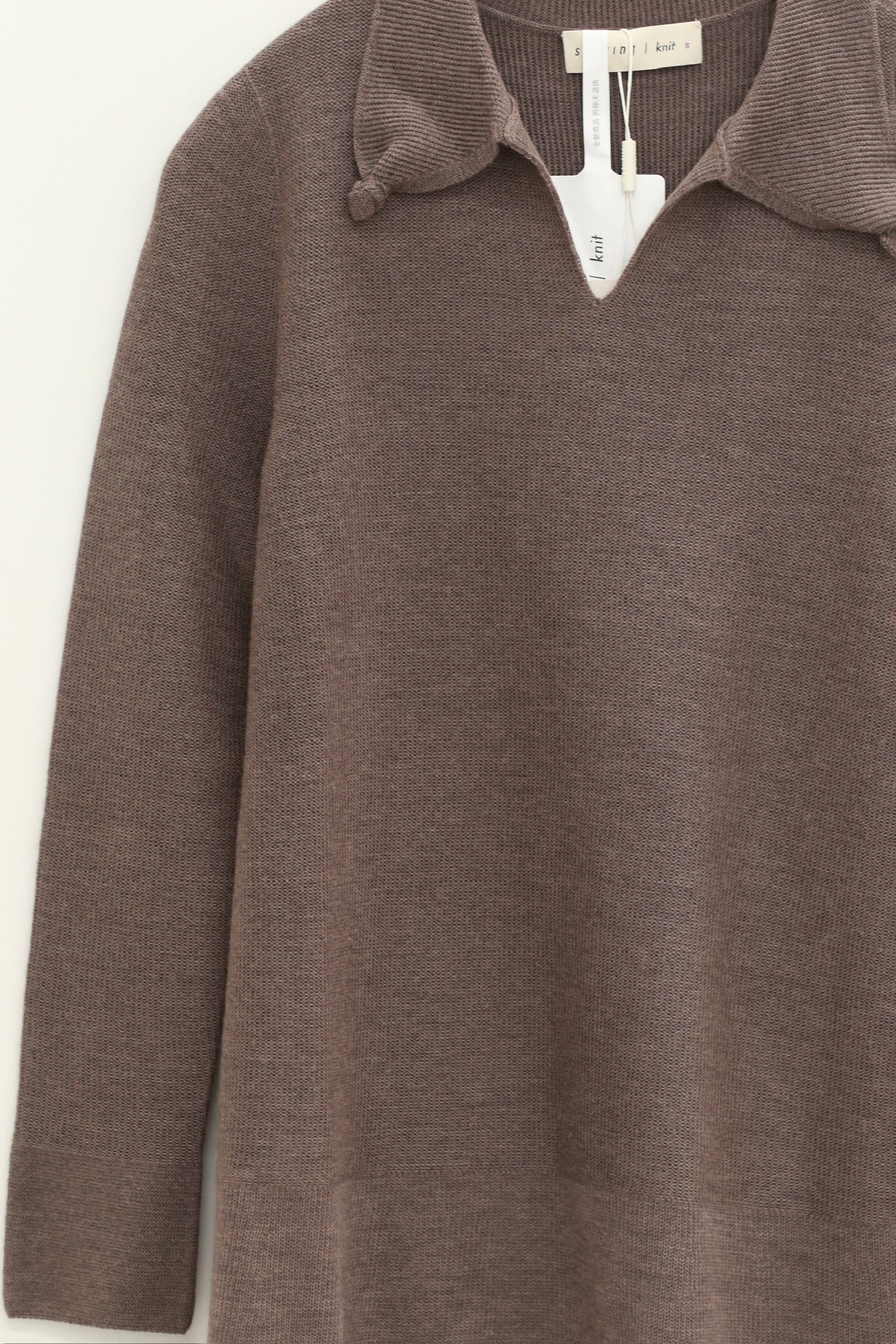 SWAYING 25 Autumn and Winter Seamless Lapel Twisted Wool Pullover SW-SW25AW1T17C2S2-HZ Gray Brown - Image 2