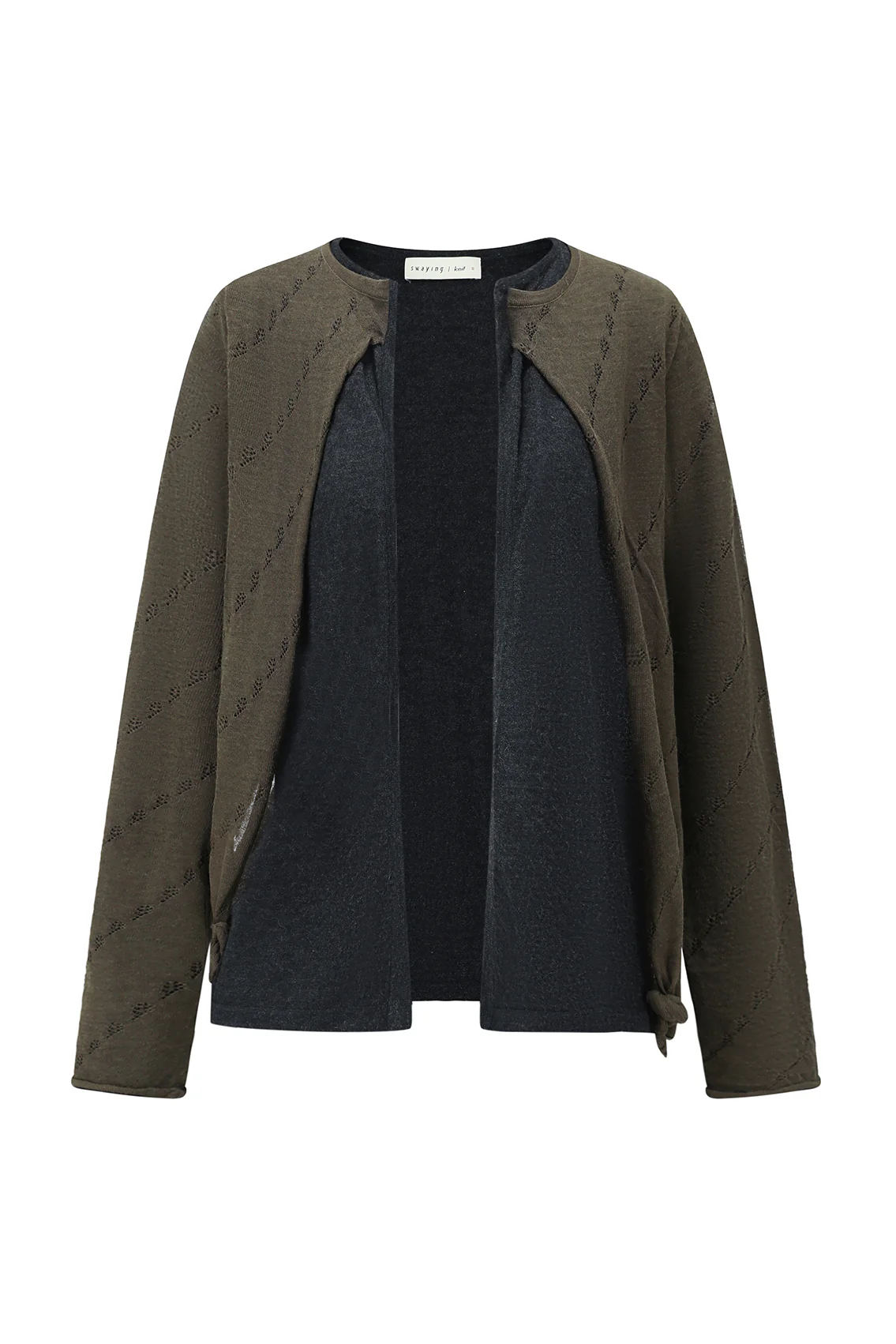 SWAYING 25 Autumn and Winter Twisted Fake Two-Piece Cashmere Top SW-SW25AW1T34C2S4-HL Gray Green