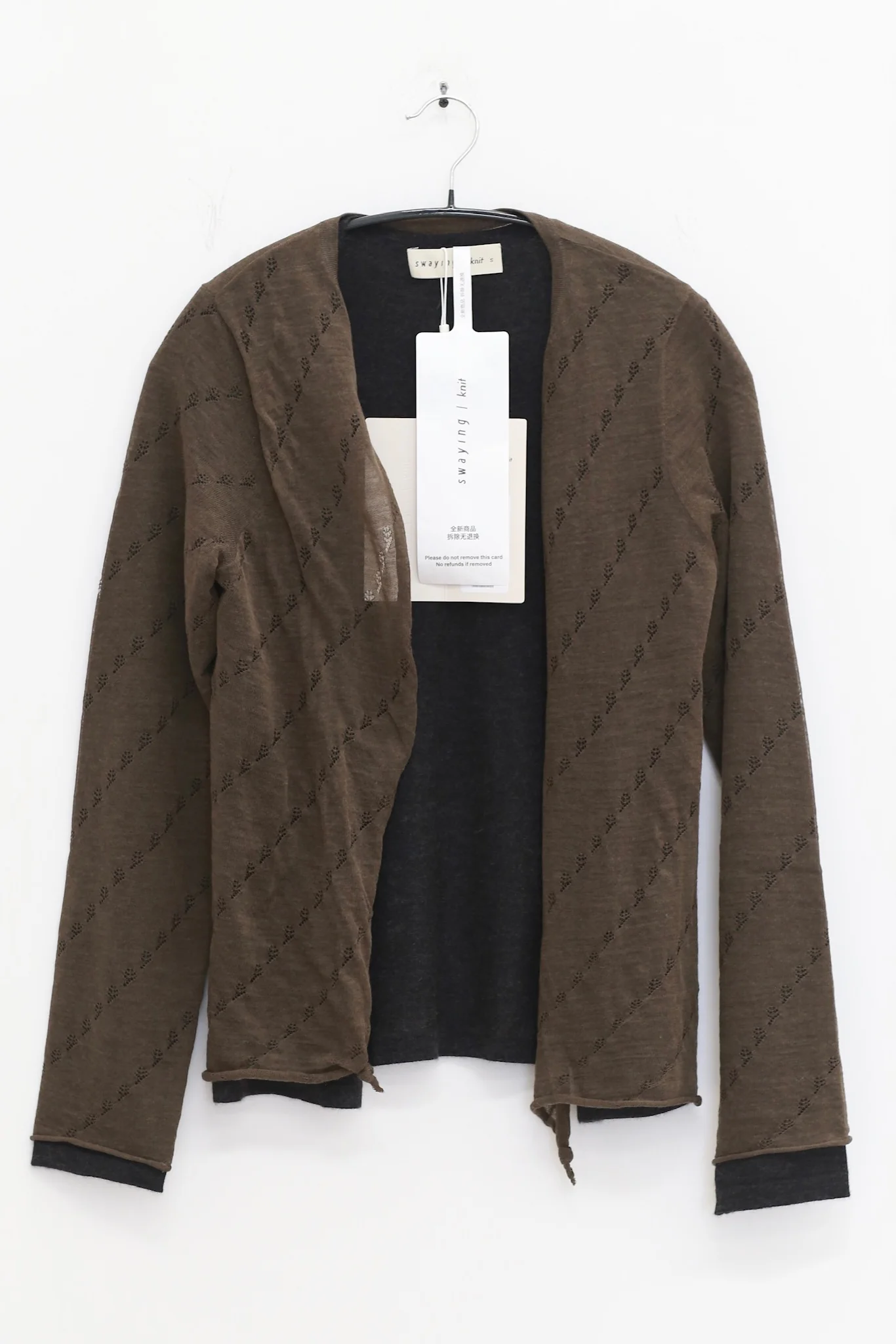SWAYING 25 Autumn and Winter Twisted Fake Two-Piece Cashmere Top SW-SW25AW1T34C2S4-HL Gray Green - Image 2