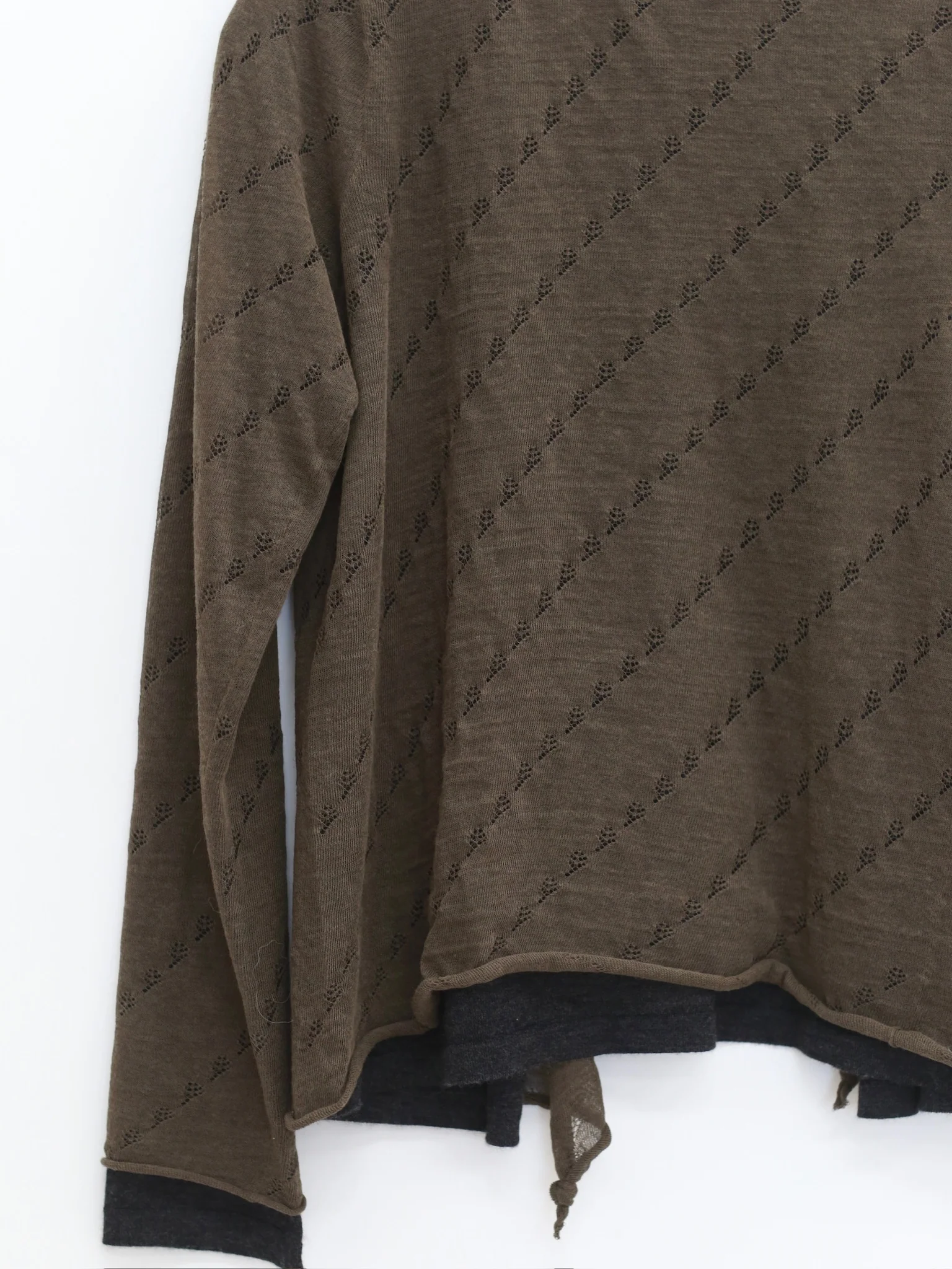 SWAYING 25 Autumn and Winter Twisted Fake Two-Piece Cashmere Top SW-SW25AW1T34C2S4-HL Gray Green - Image 4
