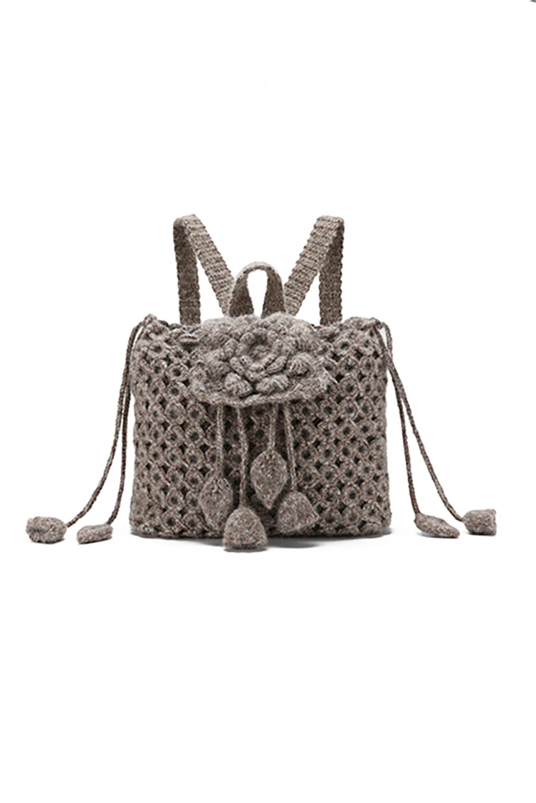 SWAYING 25 Autumn/Winter Handmade Crochet Backpack SW-SW25AW4P03-NK Milk Coffee - Image 5