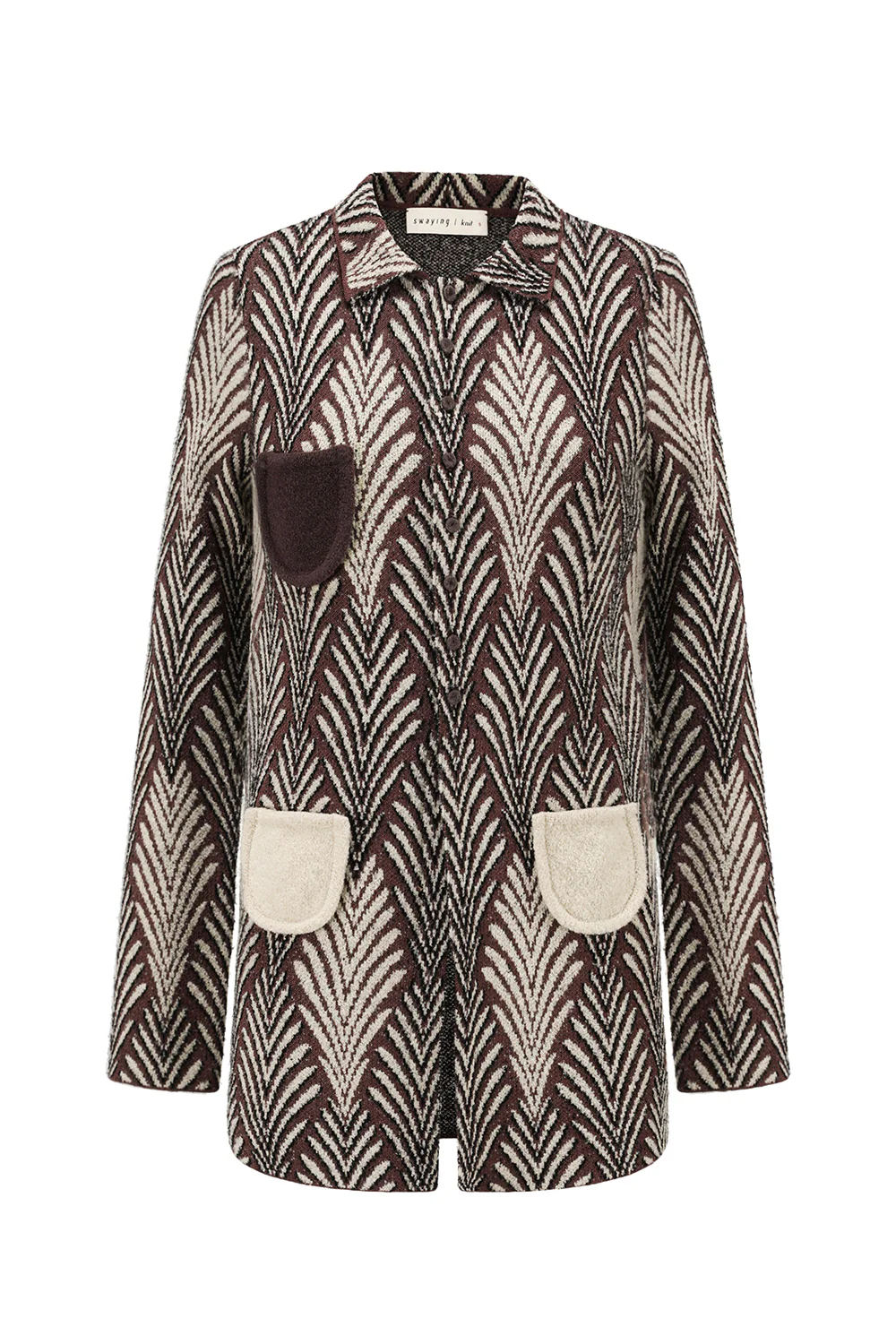 SWAYING 25 Autumn/Winter Shell Jacquard Knit Shirt SW-SW25AW1T27C1S2-ZONG Brown