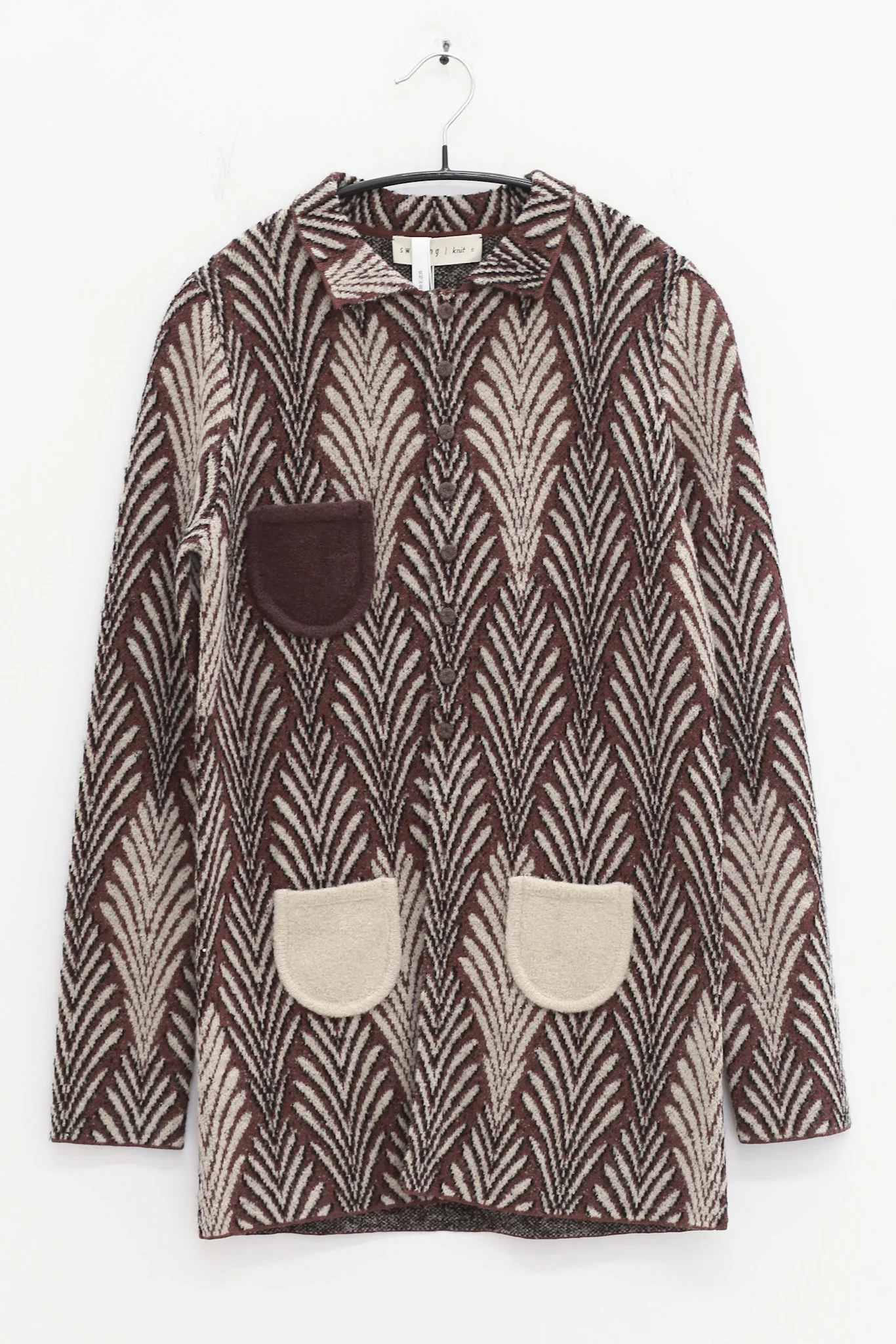 SWAYING 25 Autumn/Winter Shell Jacquard Knit Shirt SW-SW25AW1T27C1S2-ZONG Brown - Image 2