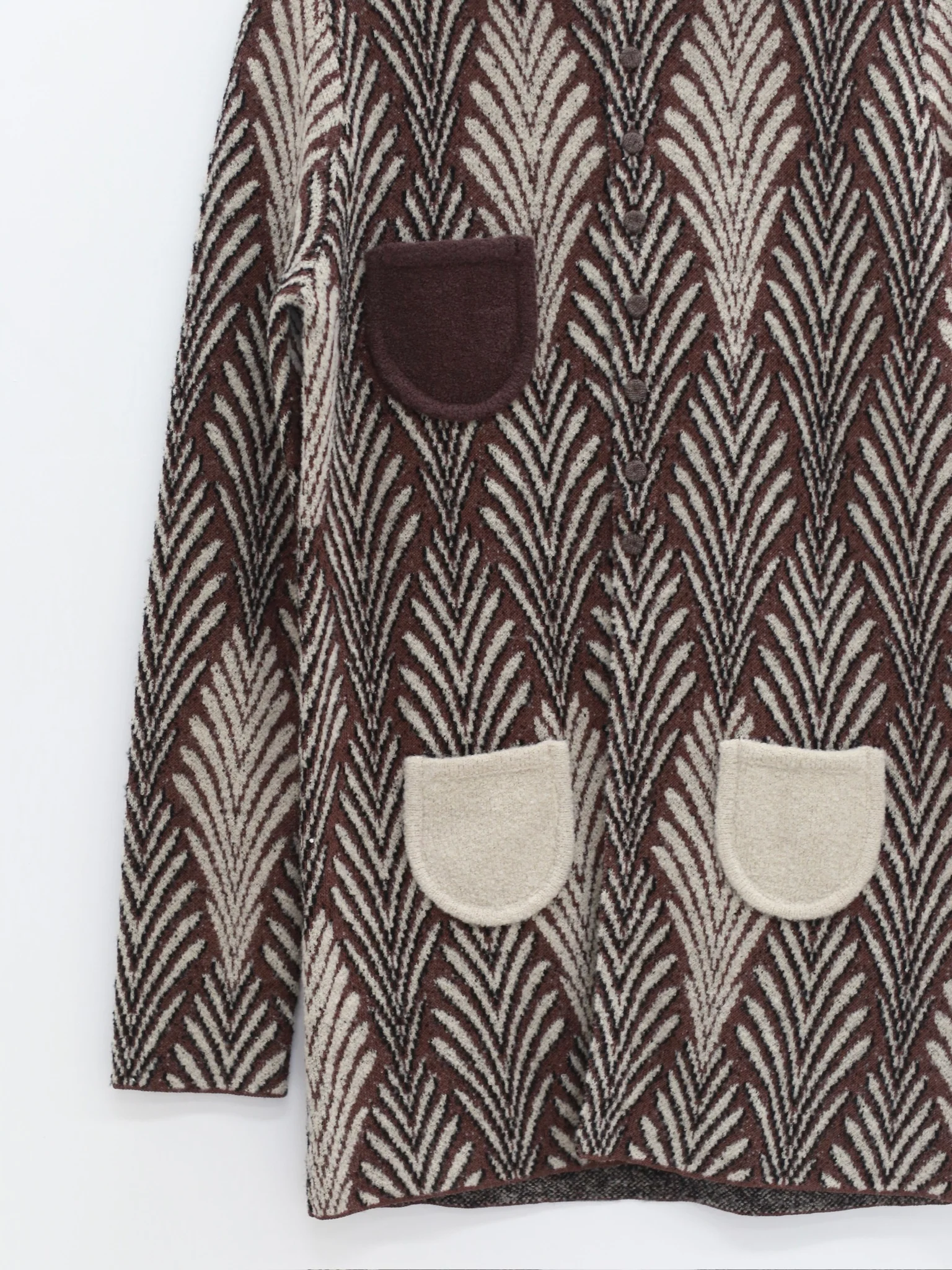 SWAYING 25 Autumn/Winter Shell Jacquard Knit Shirt SW-SW25AW1T27C1S2-ZONG Brown - Image 3