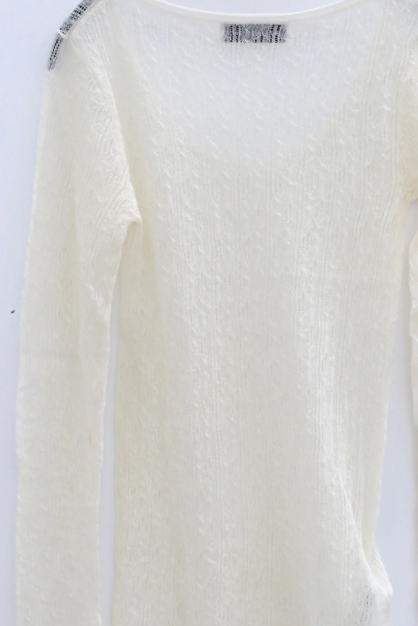 SWAYING 25 Autumn/Winter Striped Cable Wool Top SW-SW25AW1T05C1S2-BAI White - Image 2