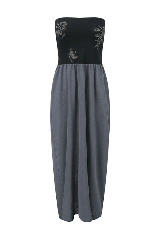 SWAYING 25 Early Autumn Floral Jacquard Tube Dress SW-SW25PF2L01C3-HL Gray Blue