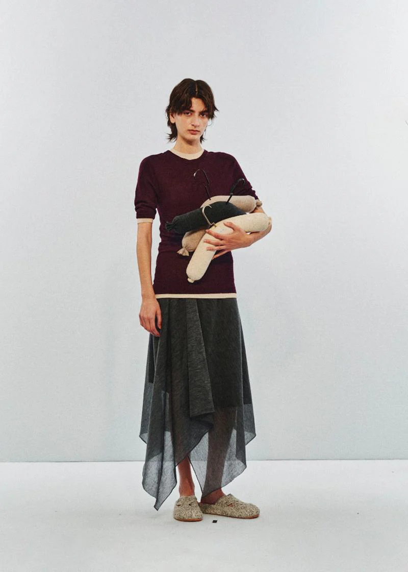 SWAYING 25 Early Autumn Irregular Hem Wool Skirt SW-SW25PF3B08C2-SH Dark Gray - Image 10