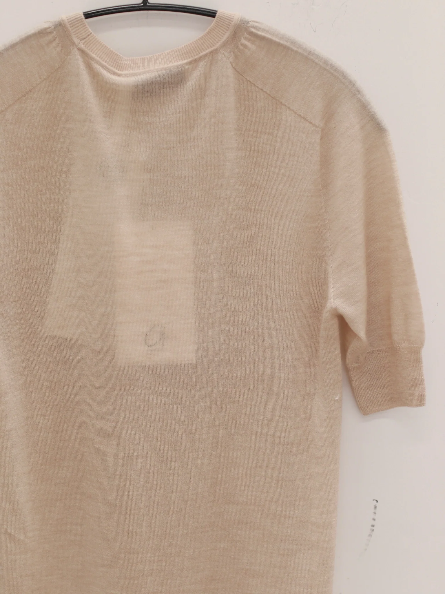 SWAYING 25 Early Autumn Saddle Shoulder Wool T-shirt SW-SW25PF1T11C1-XING Apricot - Image 3