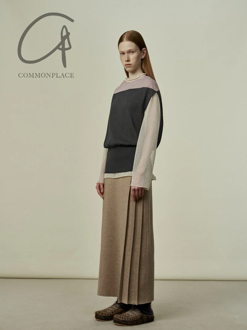 SWAYING 25 Early Spring Hanging Sleeve Colorblock Pullover SW-SW25PS1T03-HEIHUI Black and Gray SW25PS1T03 - Image 13