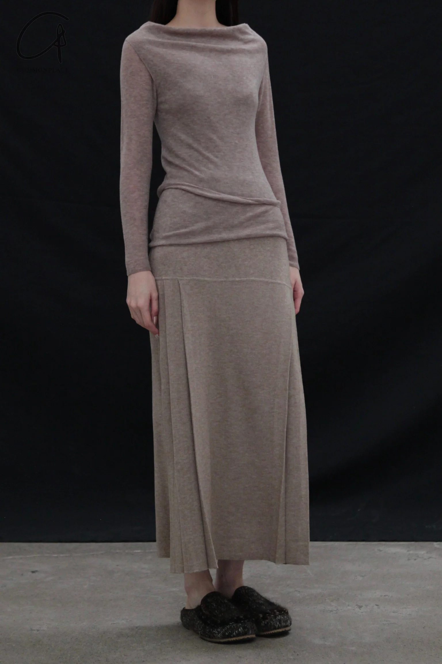 SWAYING 25 Early Spring Splicing Skirt SW-SW25PS3B08-HHT Gray Camel SW25PS3B08 - Image 8