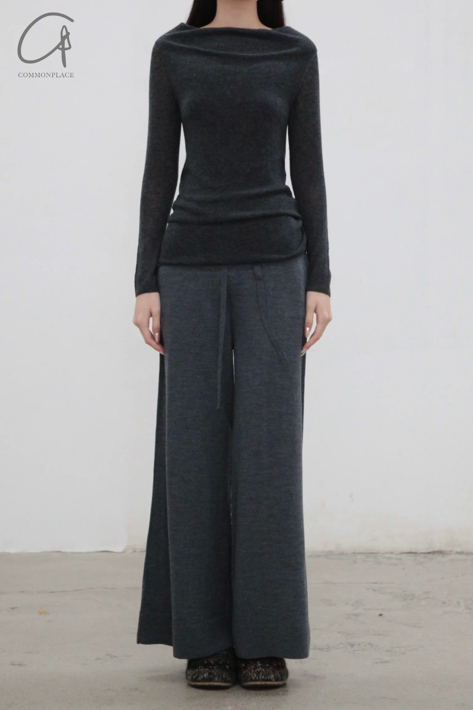 SWAYING 25 Early Spring Water-soluble Wool Fake Two-piece Sweater Series SW-SW25PS1T06-HEIHUI Black and Gray SW-SW25PS1T06 - Image 2