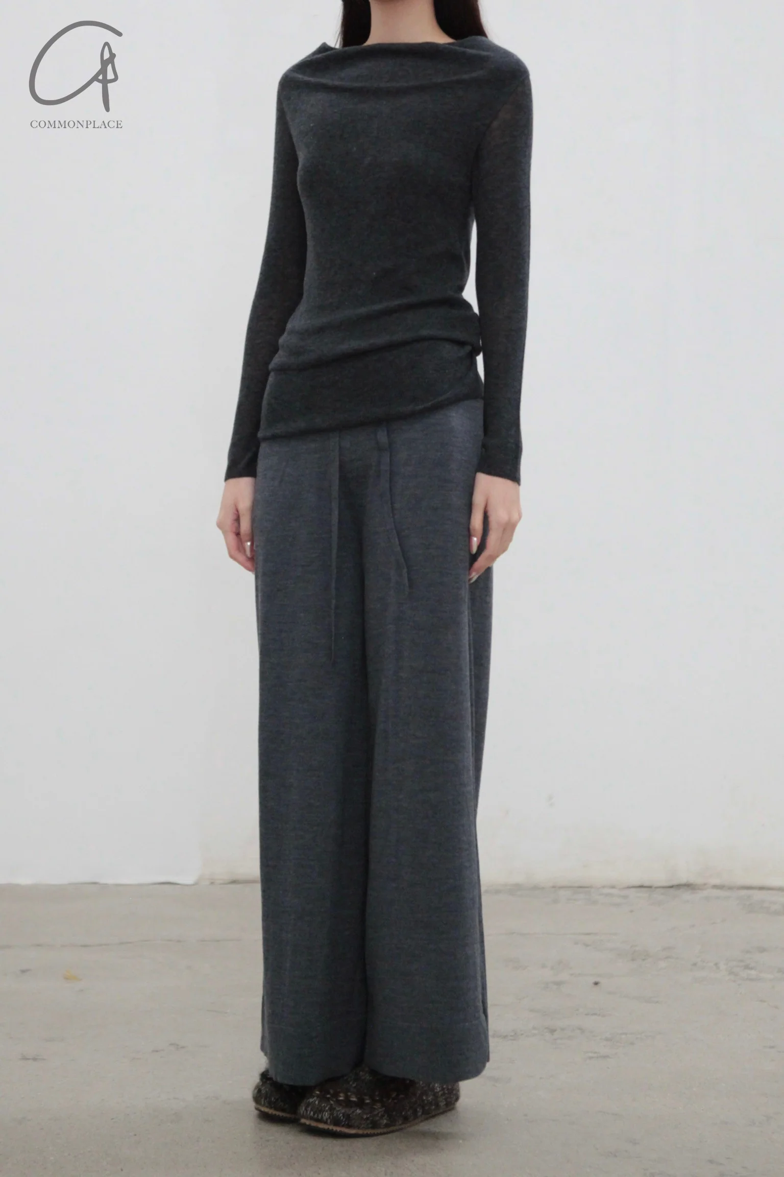 SWAYING 25 Early Spring Water-soluble Wool Fake Two-piece Sweater Series SW-SW25PS1T06-HEIHUI Black and Gray SW-SW25PS1T06 - Image 3