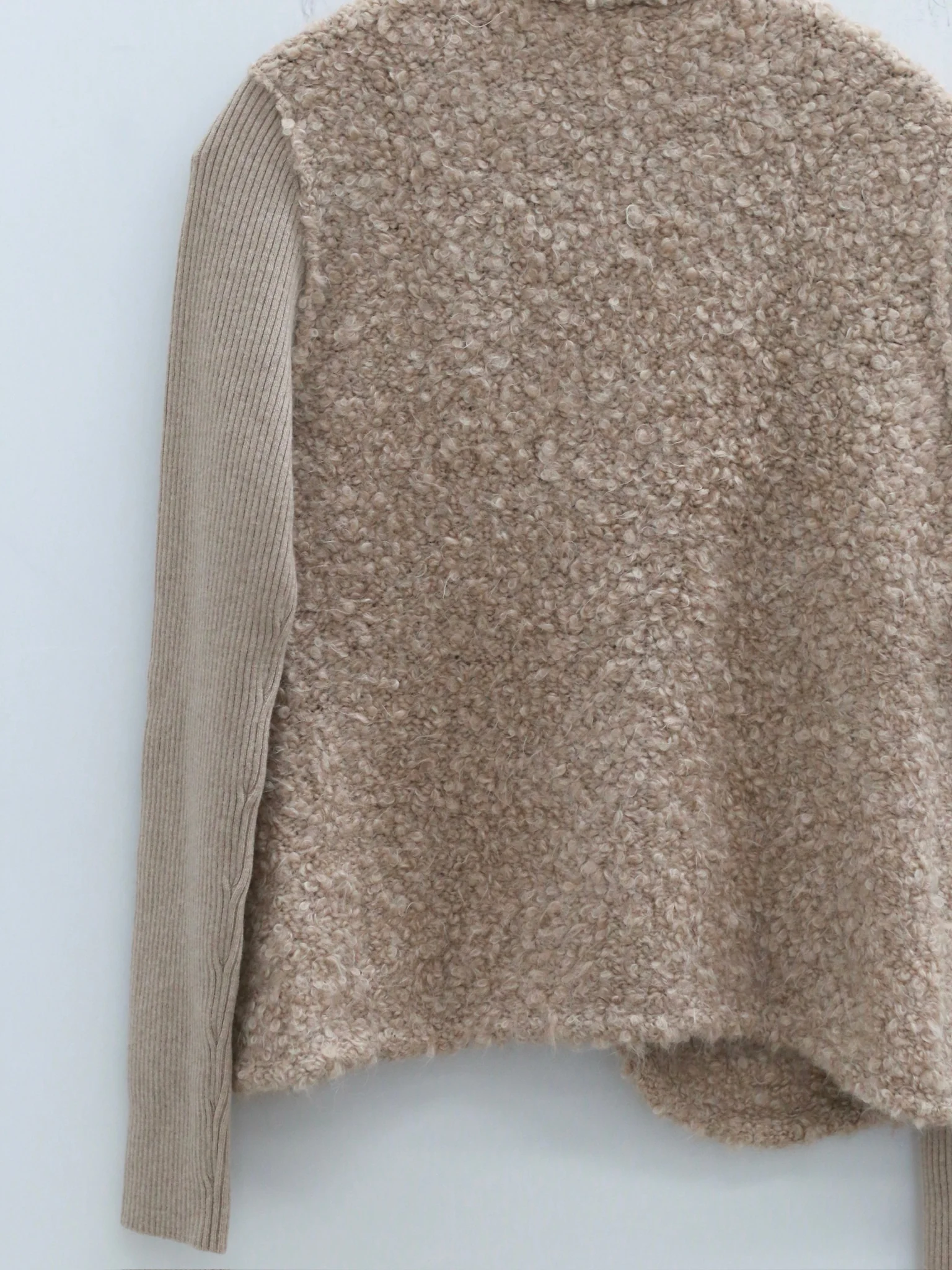 SWAYING 25 Fall/Winter Alpaca Blend Patchwork Jacket SW-SW25AW1T36C1S2-TUO (Camel) - Image 3