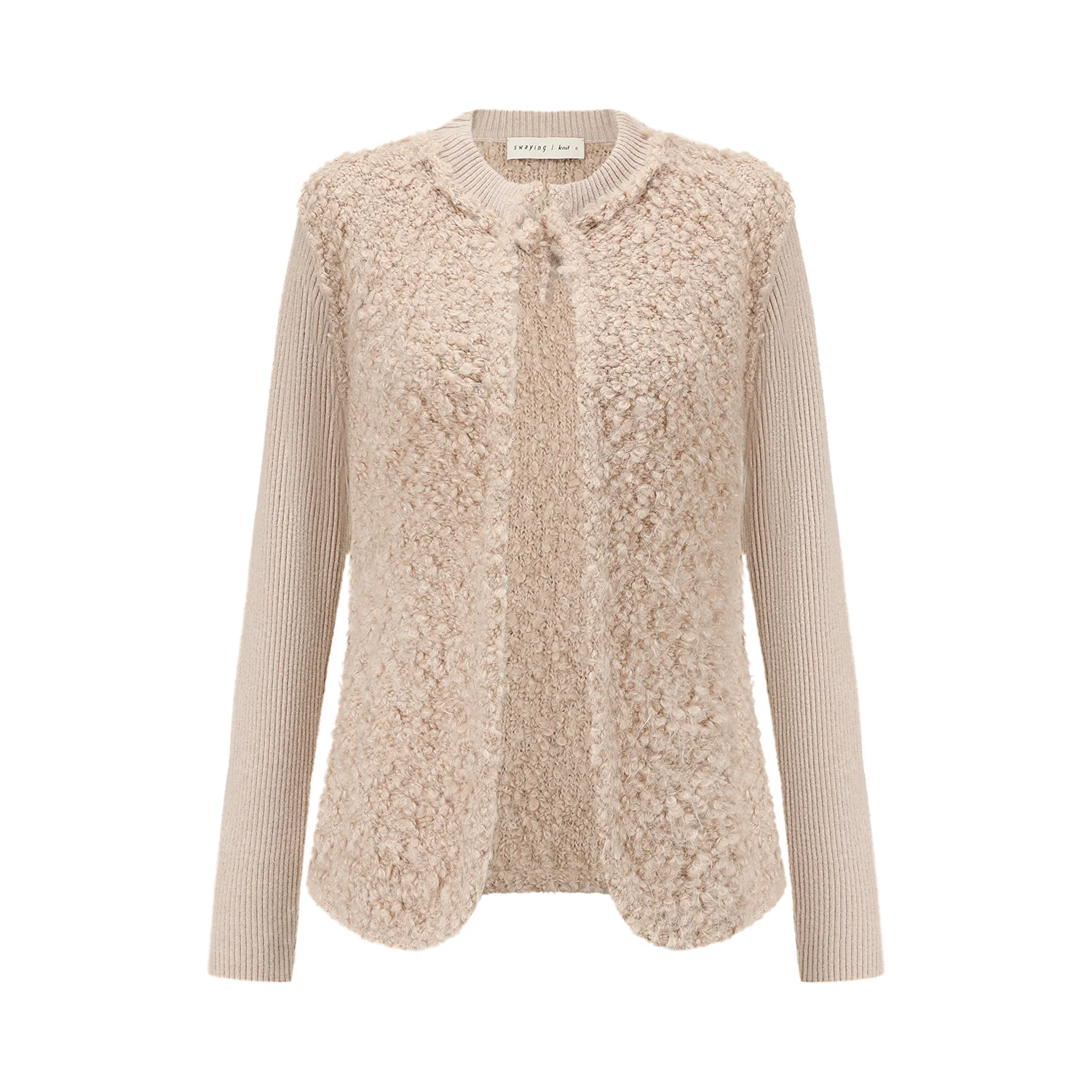 SWAYING 25 Fall/Winter Alpaca Blend Patchwork Jacket SW-SW25AW1T36C1S2-TUO (Camel) - Image 5