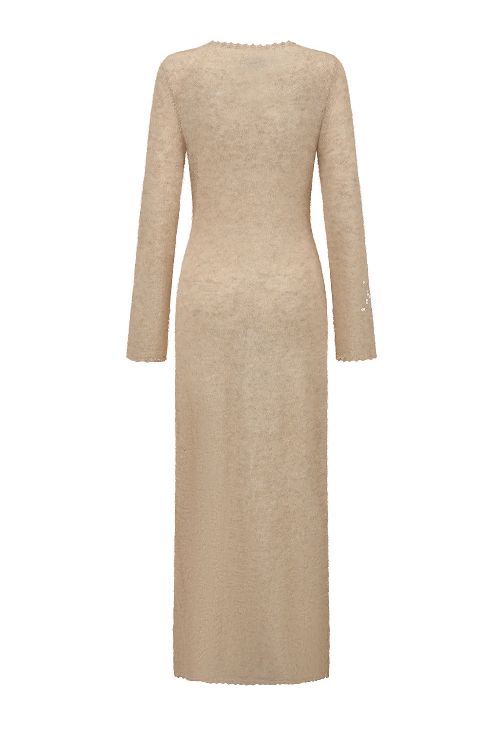 SWAYING 25 Fall/Winter Collection: Beaded Alpaca Blend Dress SW-SW25AW2L04C1S2-XING (Peach) - Image 2
