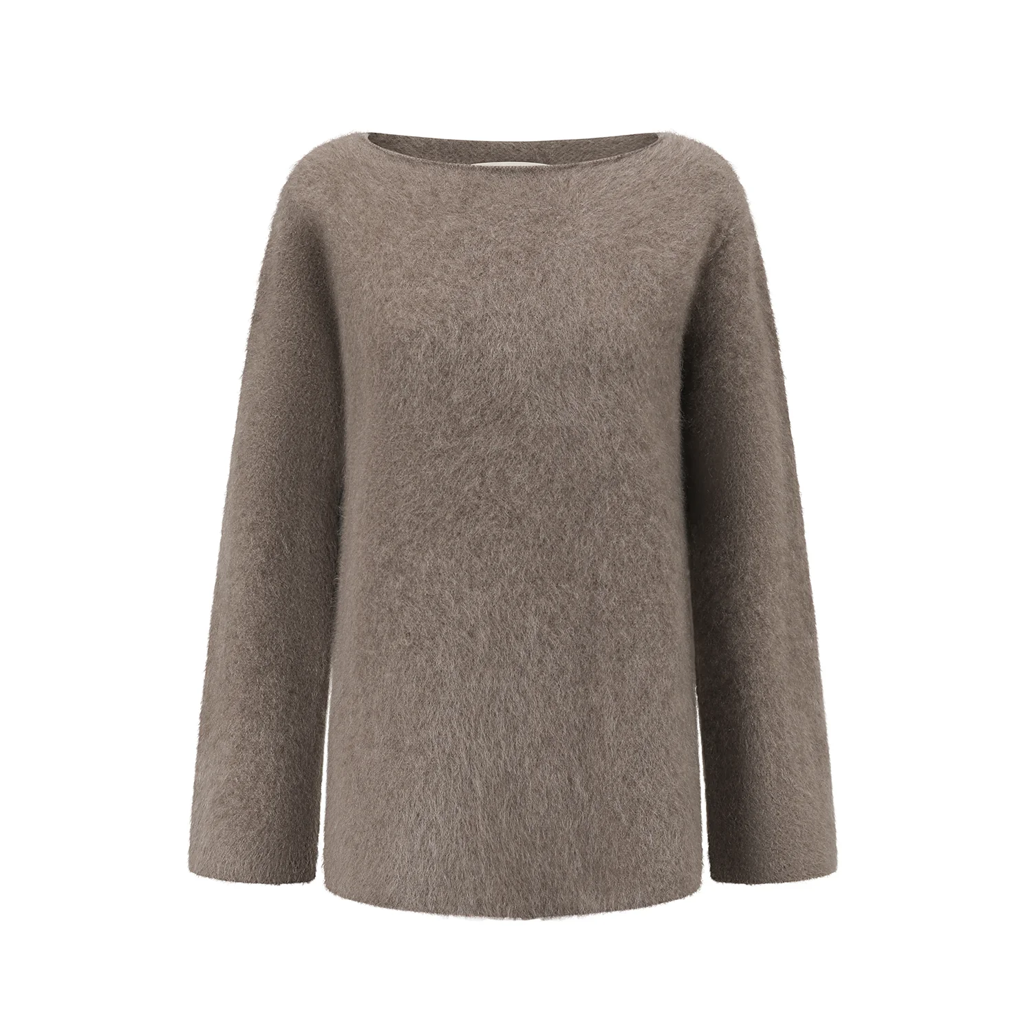 SWAYING 25 Autumn/Winter Off-the-Shoulder Yak Fleece Pullover SW-SW25AW1T39C2S4-HZ Grey Brown - Image 8