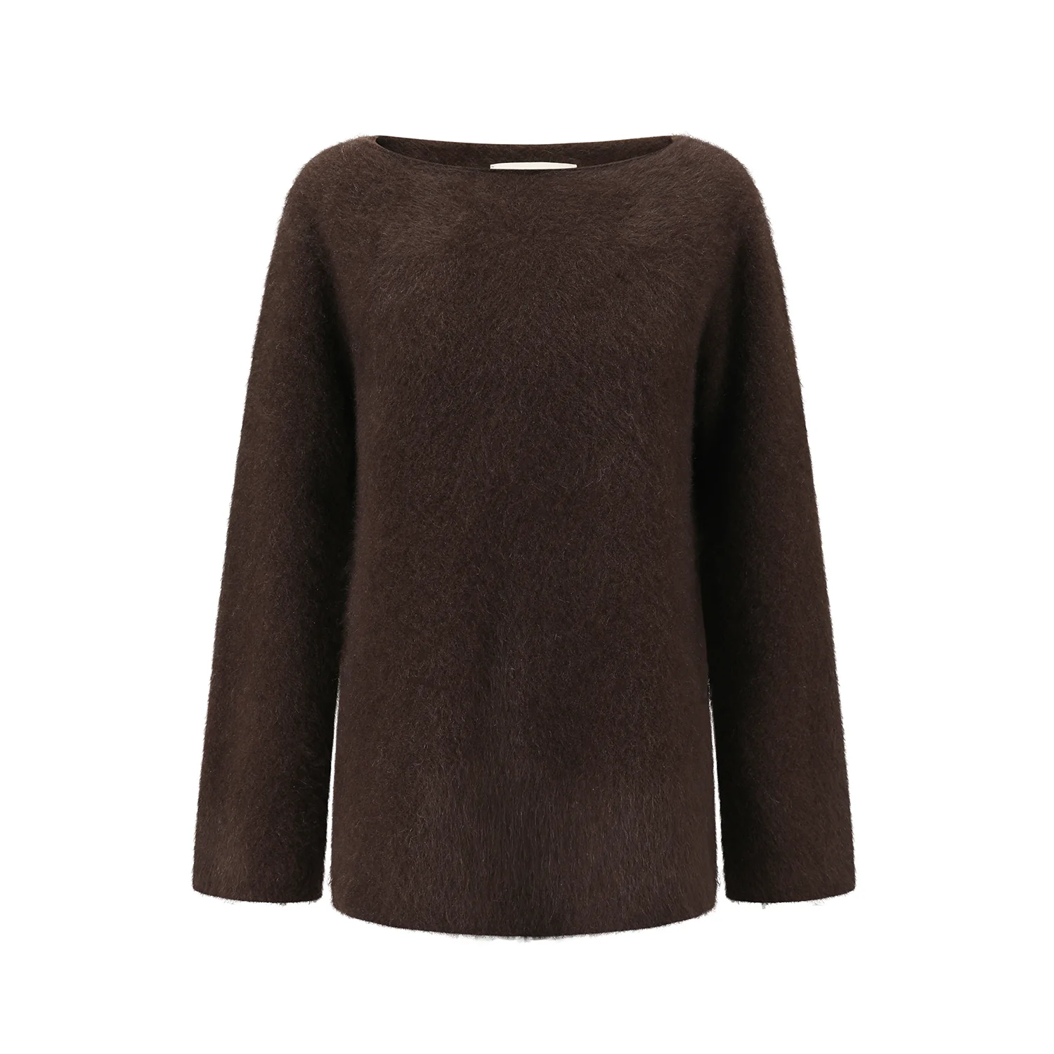 SWAYING 25 Autumn/Winter Off-Shoulder Yak Fleece Pullover SW-SW25AW1T39C3S4-SZ Dark Brown - Image 9