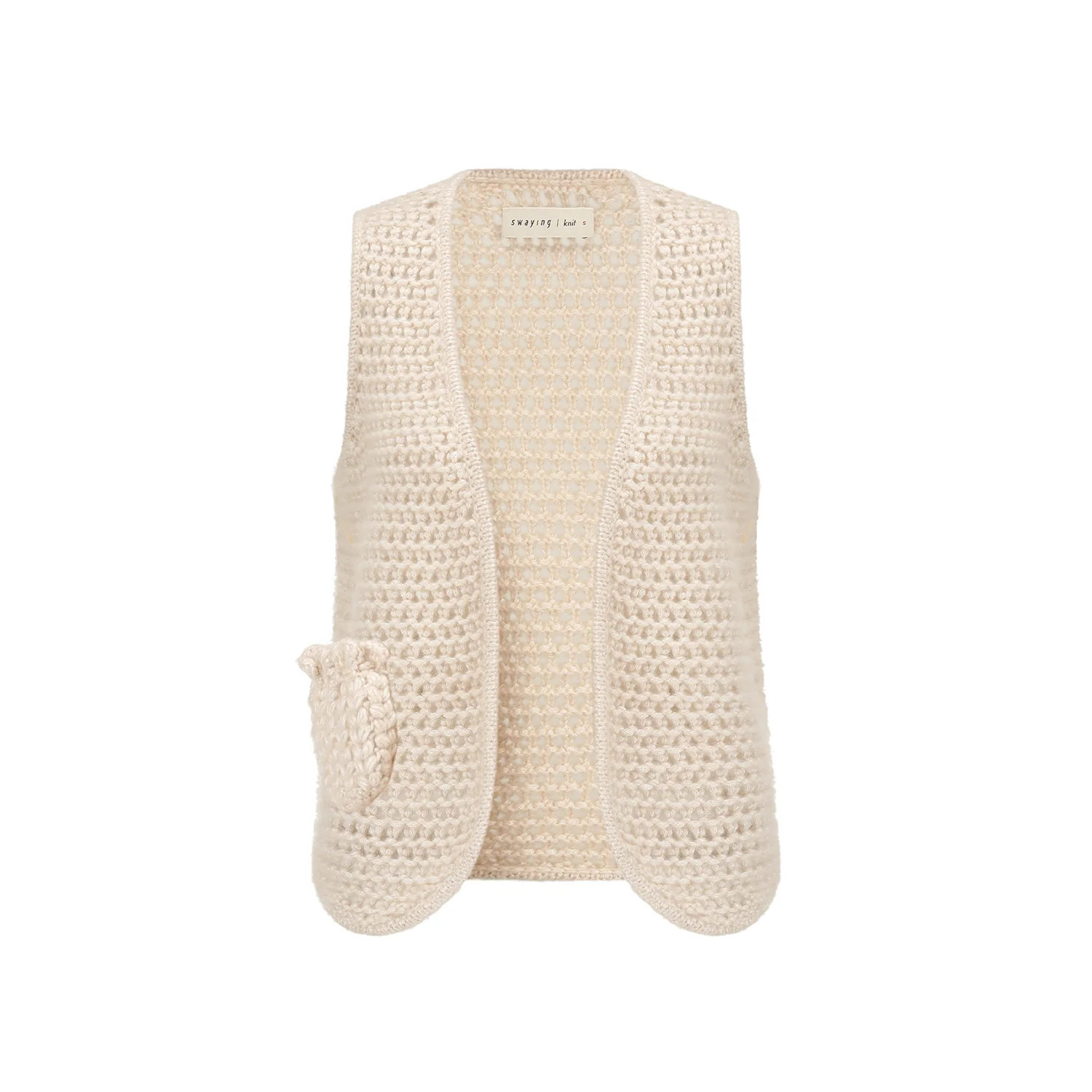 SWAYING 25 Fall/Winter Collection: Hand-crocheted silk and cashmere vest/waistcoat SW-SW25AW1T46C1SF-XING (Apricot) - Image 5