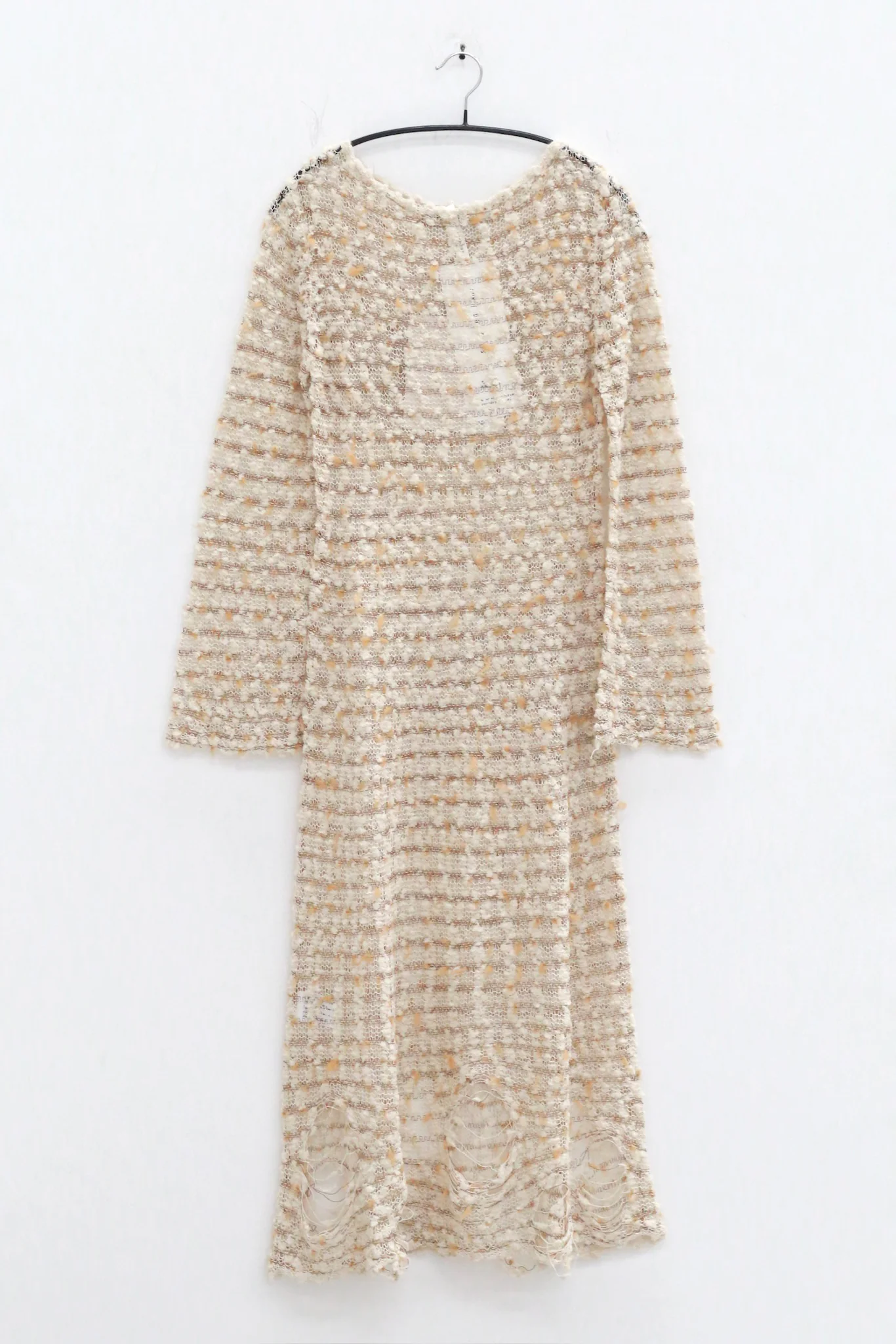 SWAYING 25 Fall/Winter Collection: Silk-Wool Mesh Long-Sleeve Dress with Cutout Detail (SW-SW25AW2L06C2S2-TUO, Camel) - Image 2
