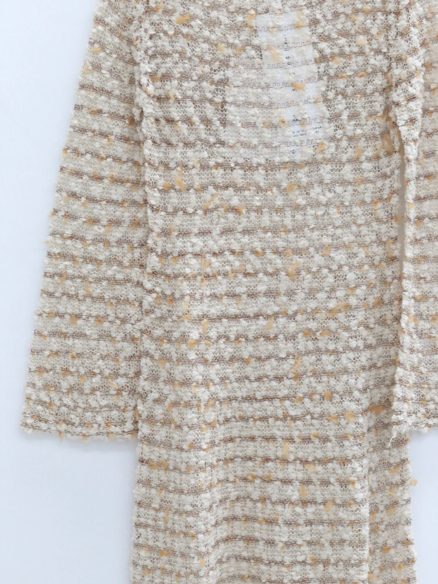 SWAYING 25 Fall/Winter Collection: Silk-Wool Mesh Long-Sleeve Dress with Cutout Detail (SW-SW25AW2L06C2S2-TUO, Camel) - Image 3
