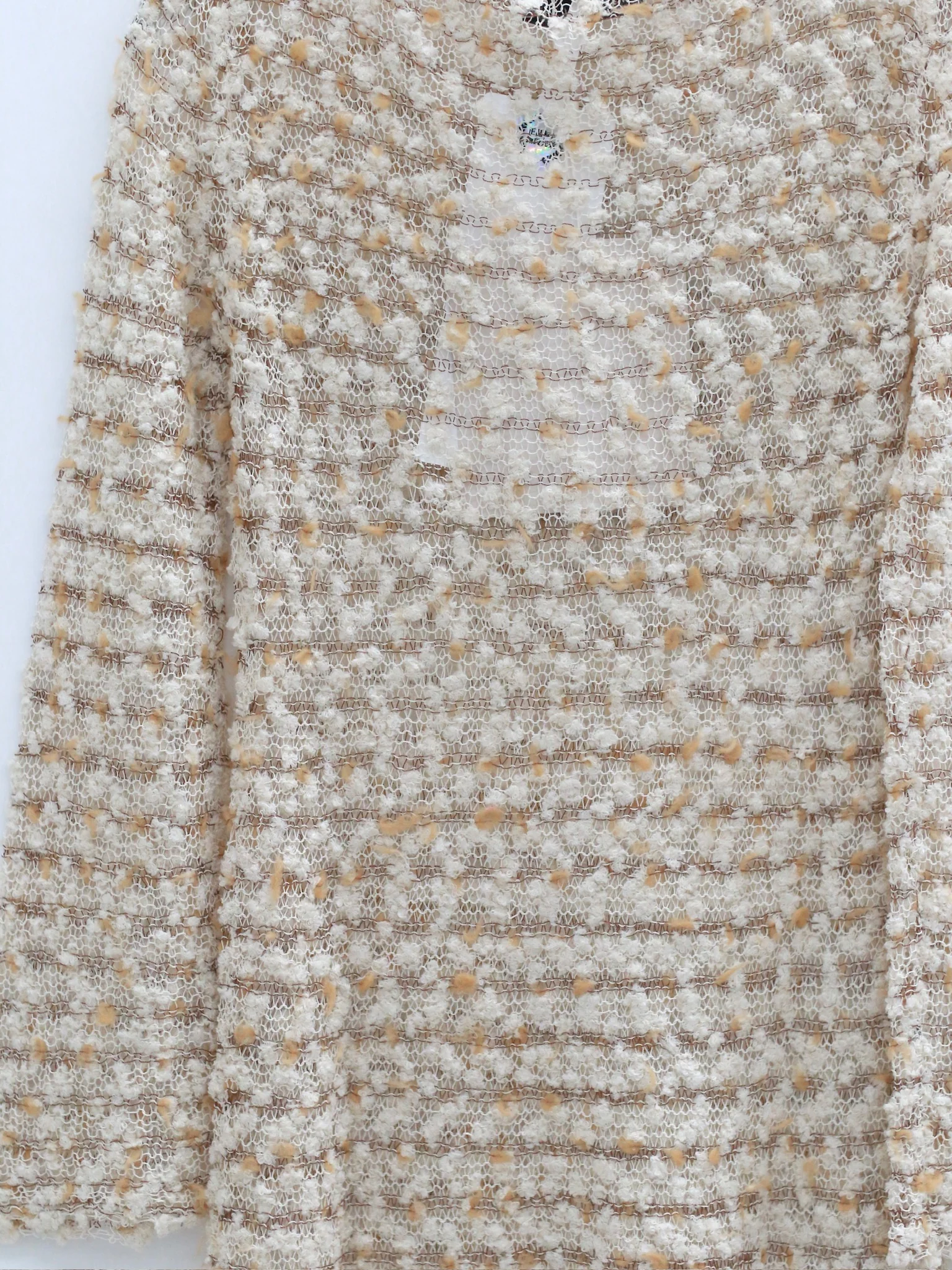 SWAYING 25 Fall/Winter Collection: Silk-Wool Mesh Long-Sleeve Dress with Cutout Detail (SW-SW25AW2L06C2S2-TUO, Camel) - Image 4