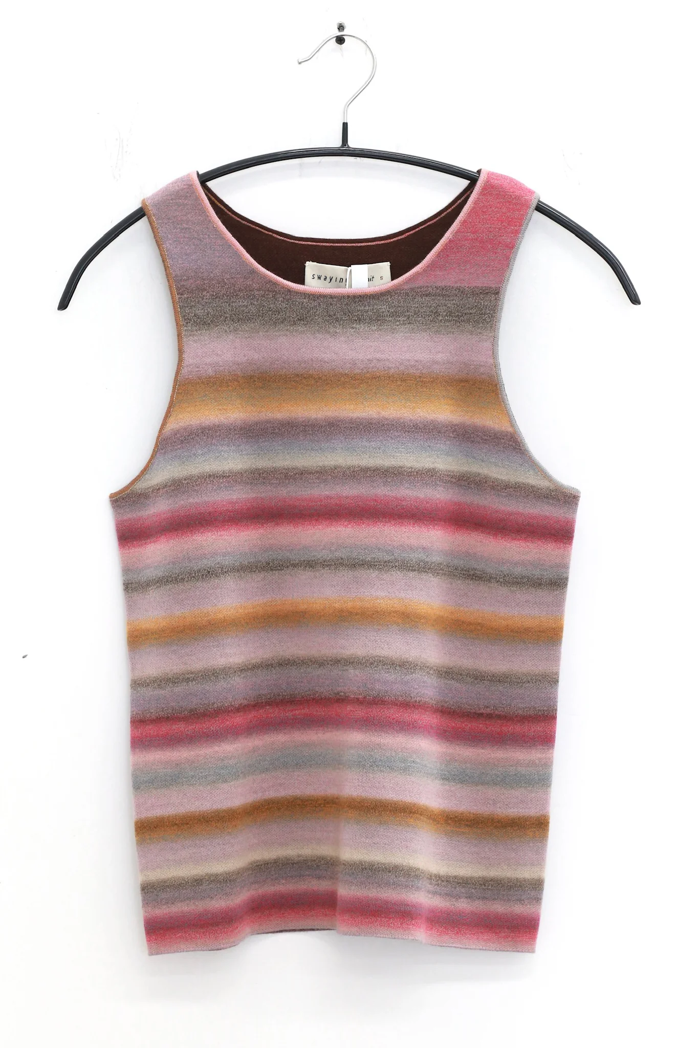 SWAYING 25 Fall/Winter Collection: Striped Wool Vest SW-SW25AW1T02C2S2-FEN Pink (SW25AW1T02C1S2) - Image 2