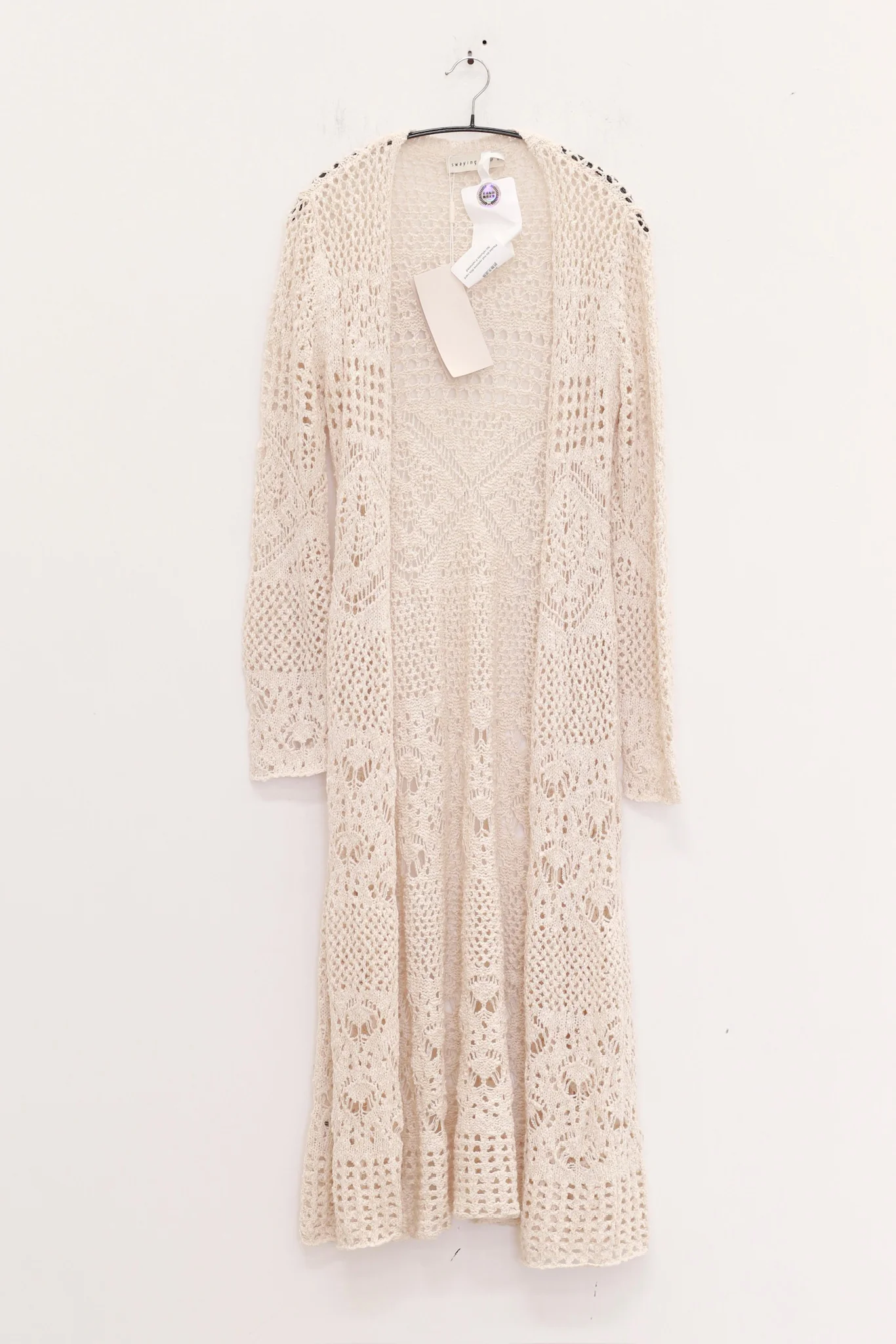 SWAYING 25 Spring/Summer Crochet Hollow Long Cardigan SW-SW25SS1T16C1-BAI White