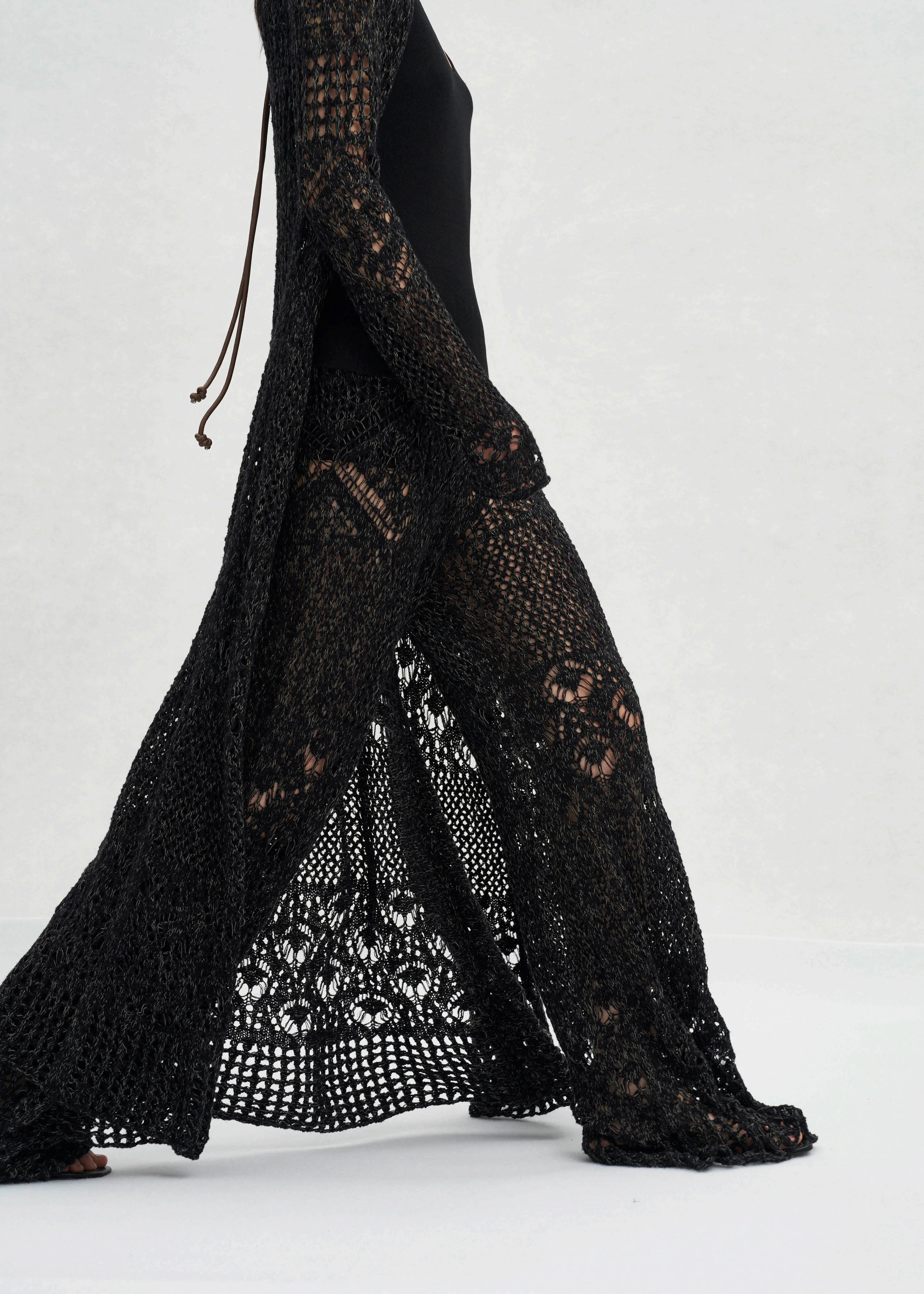 SWAYING 25 Spring/Summer Crochet Hollow Long Cardigan SW-SW25SS1T16C2-HEI Black SW25SS1T16C1 - Image 5