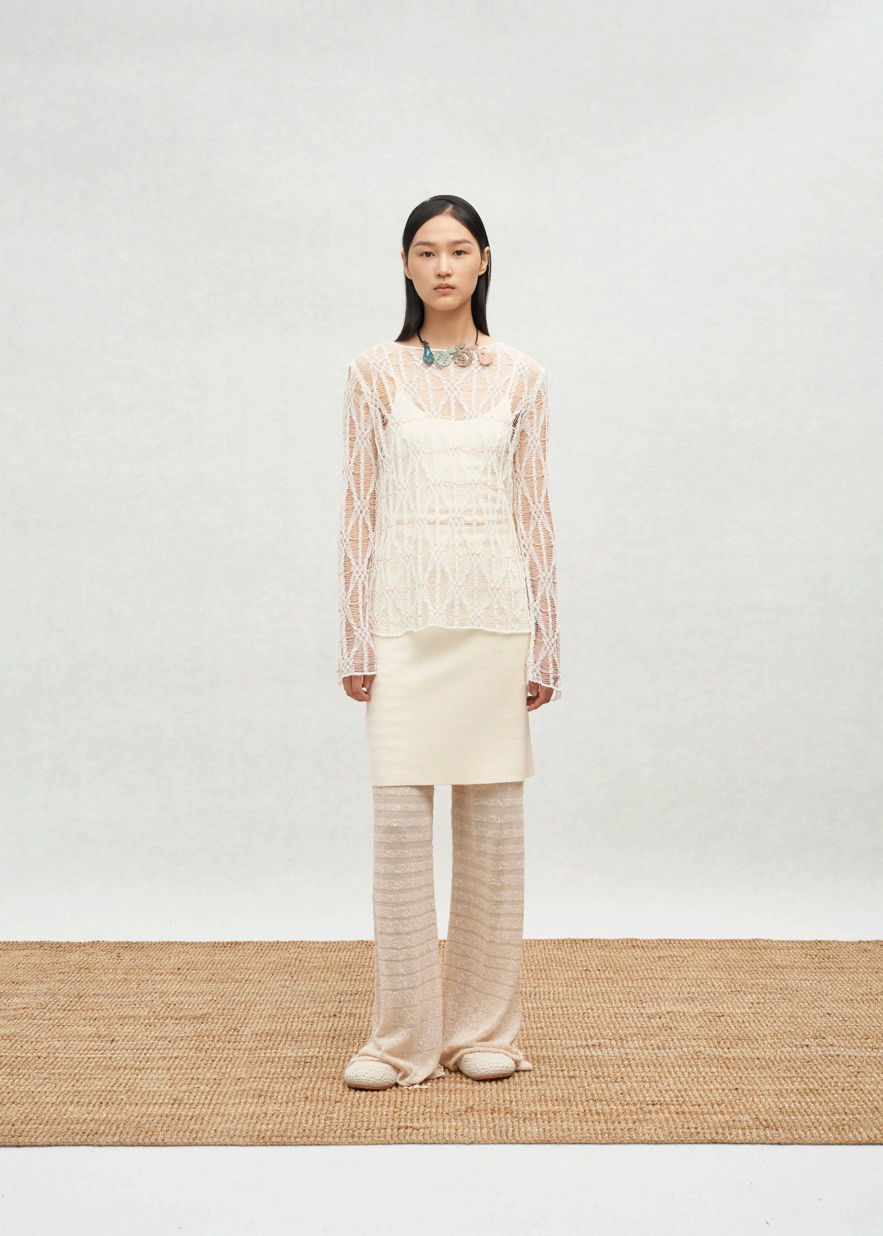 SWAYING 25 Spring/Summer Diamond Check Cardigan SW-SW25SS1T23C2 Apricot SW25SS1T23C1 - Image 8