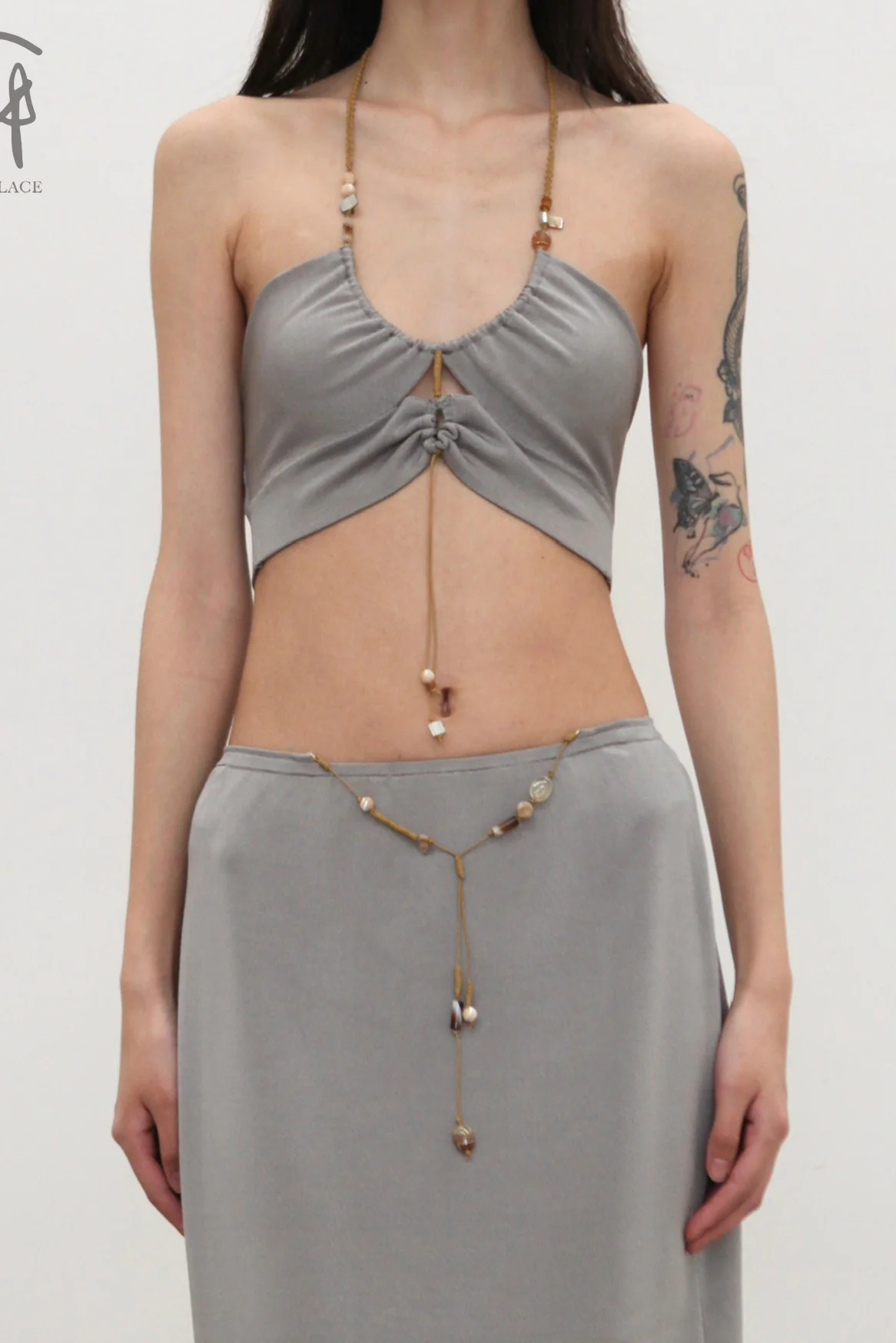 SWAYING 25 Spring/Summer Silk Beaded Halter/Pendant Decorated Long Skirt SW-SW25SS3B07C2-HL Skirt - Image 5